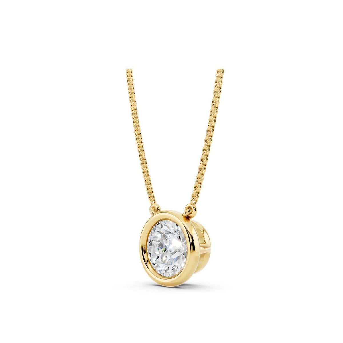 1 Carat Round Bezel Diamond Necklace