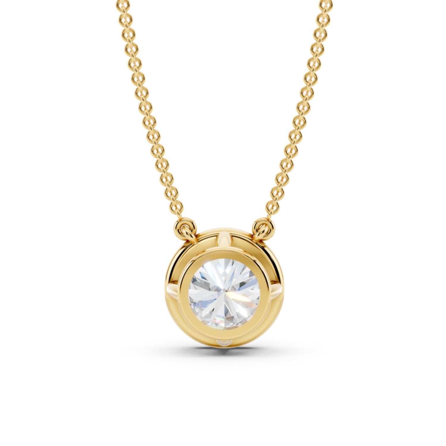 1 Carat Round Bezel Diamond Necklace, detail view 3