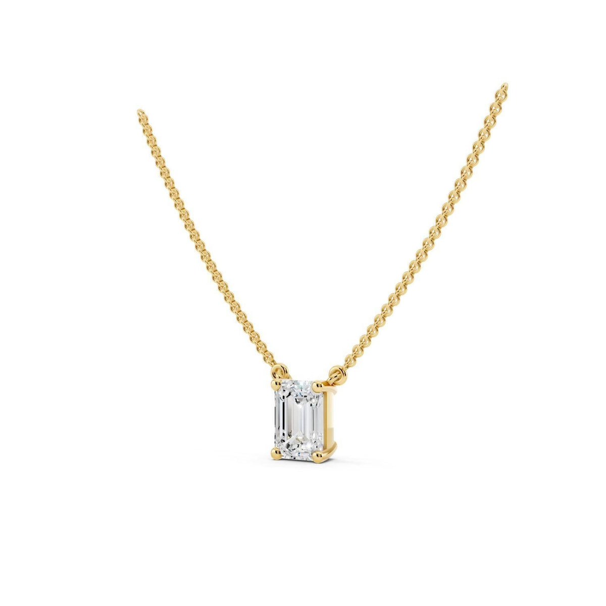 1/2 Carat Emerald Cut Diamond Pendant Necklace