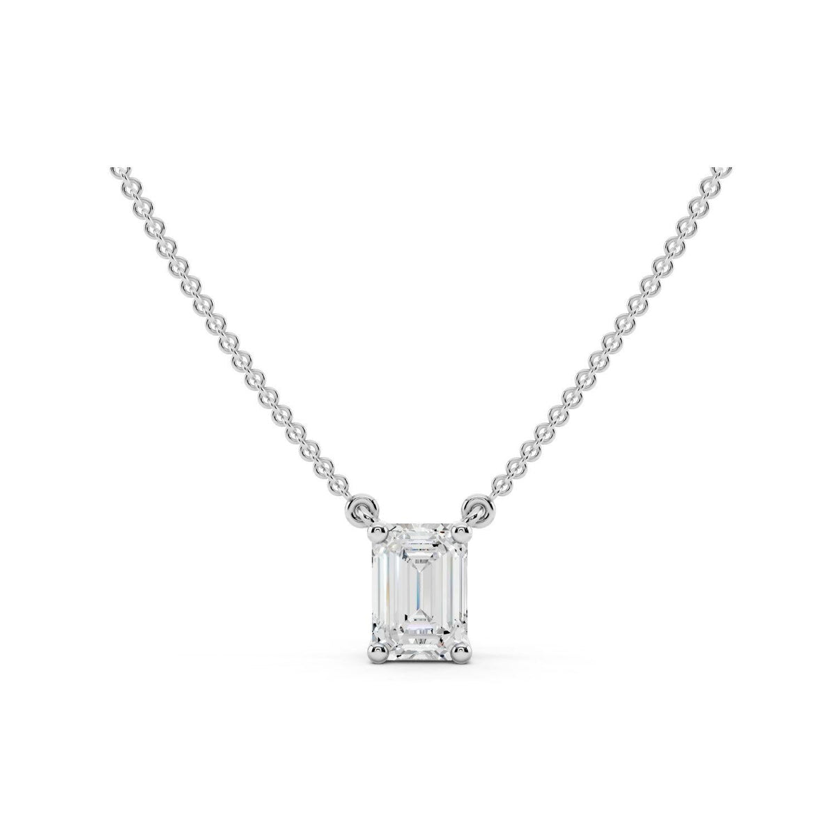 1/2 Carat Emerald Cut Diamond Pendant Necklace