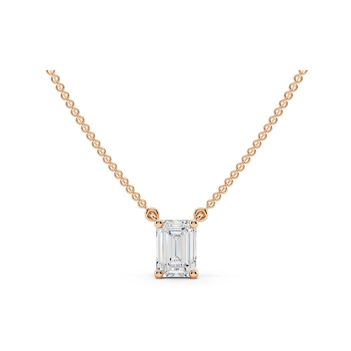 1/2 Carat Emerald Cut Diamond Pendant Necklace