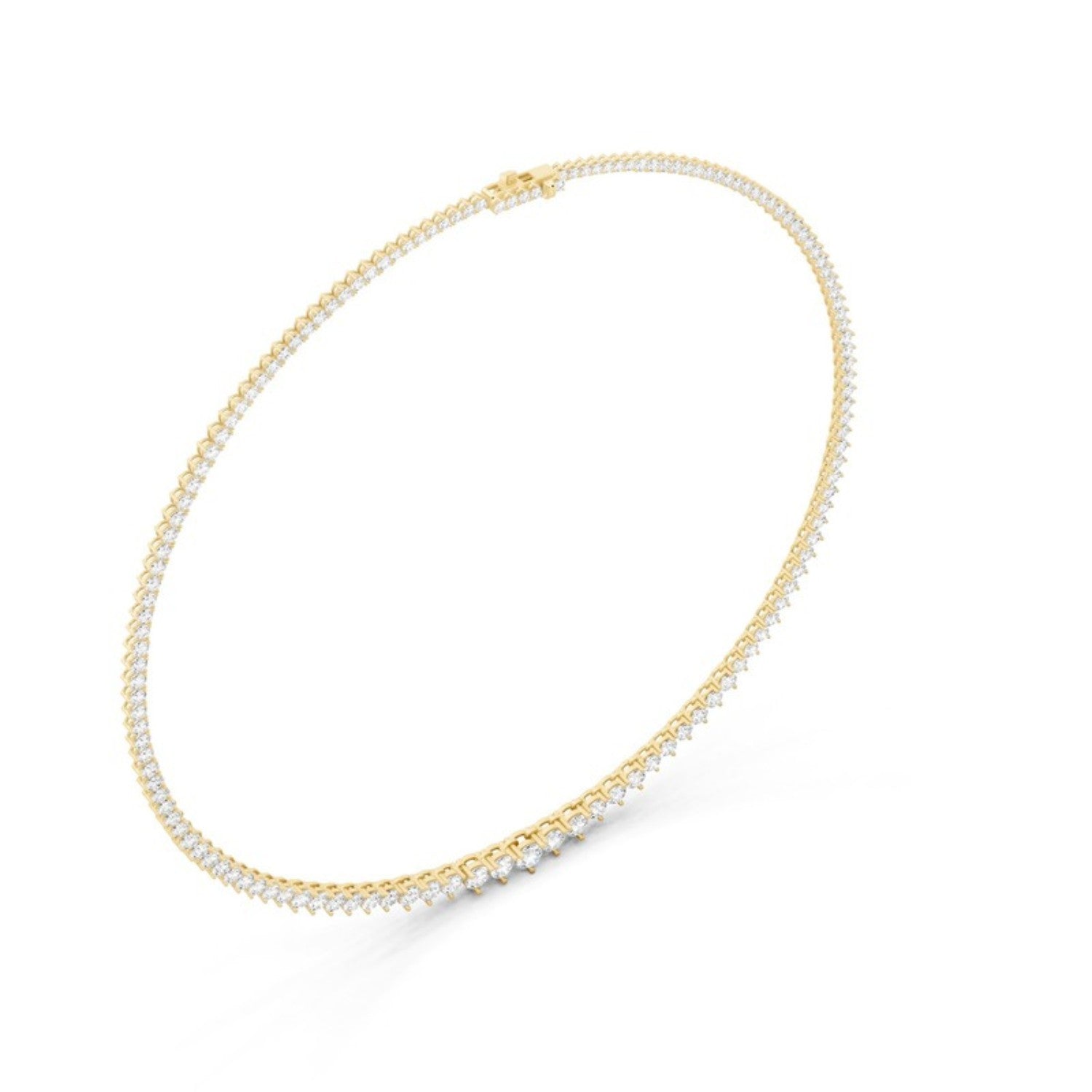 12 Carat Graduated Diamond Tennis Necklace in 14K yellow gold by Seema Fine Jewelry
