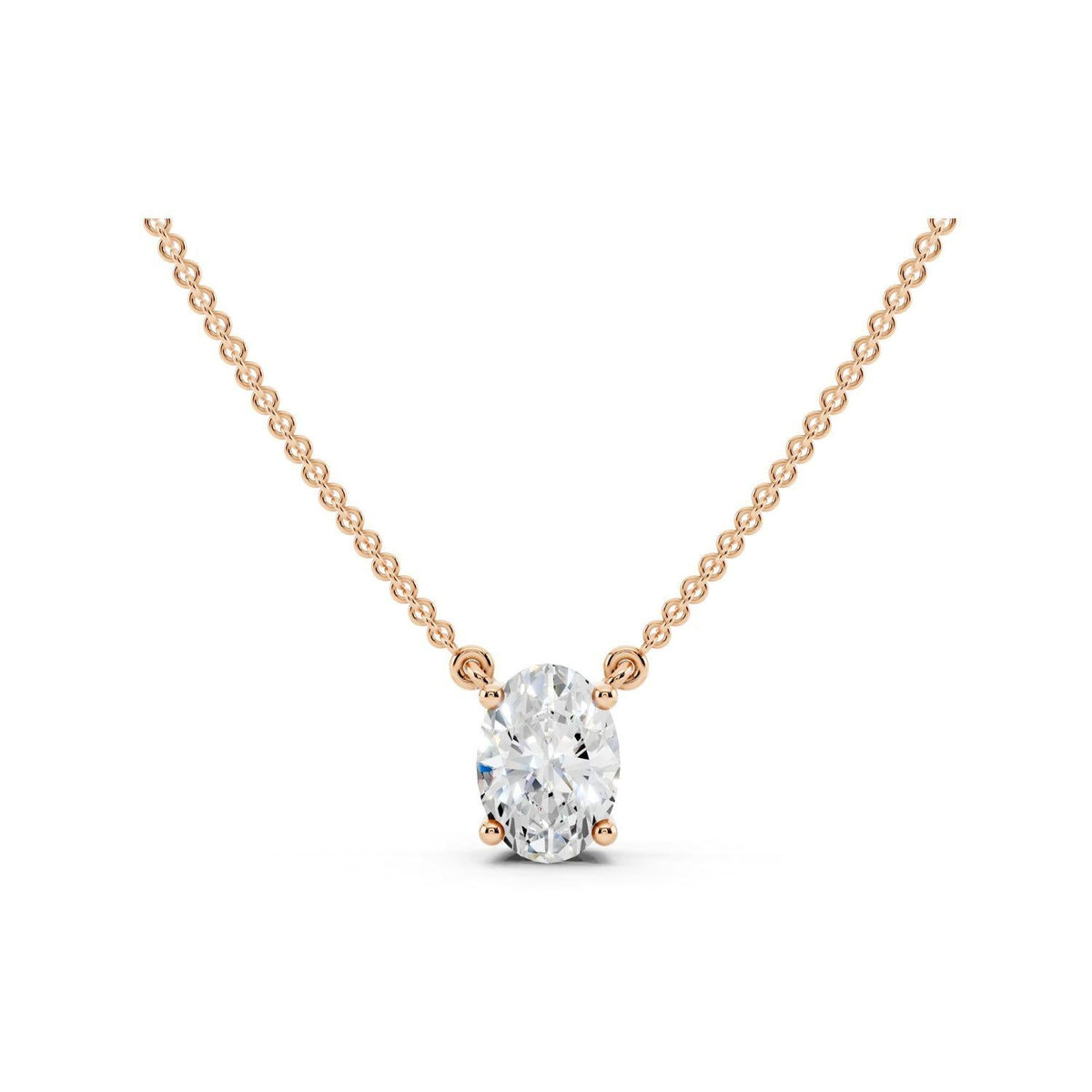 1/2 Carat Oval Diamond Pendant Necklace