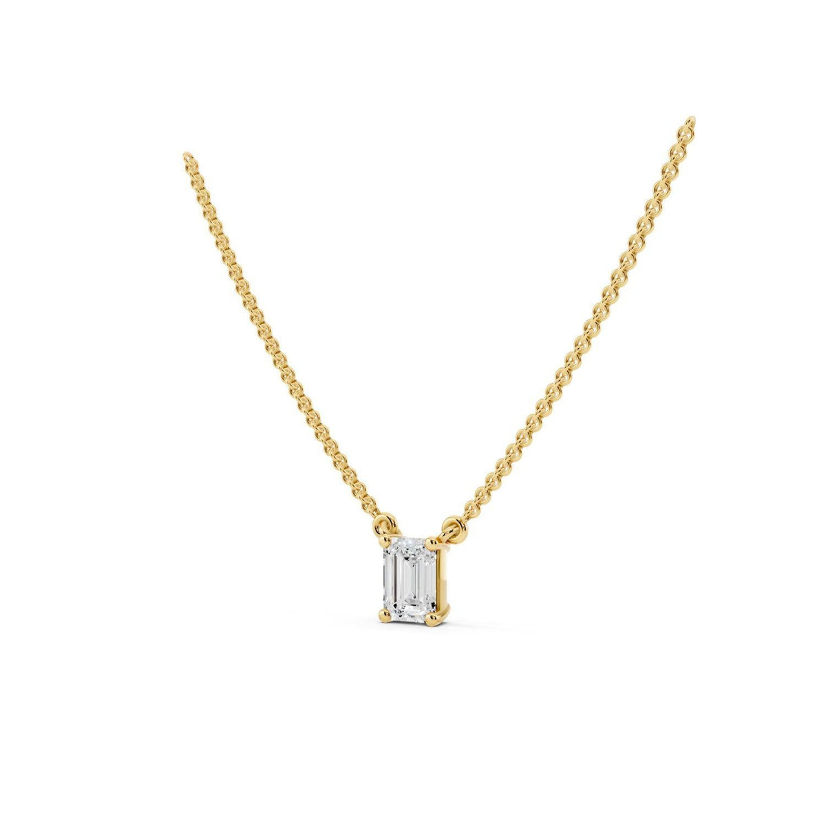 1/4 Carat Emerald Cut Diamond Pendant Necklace