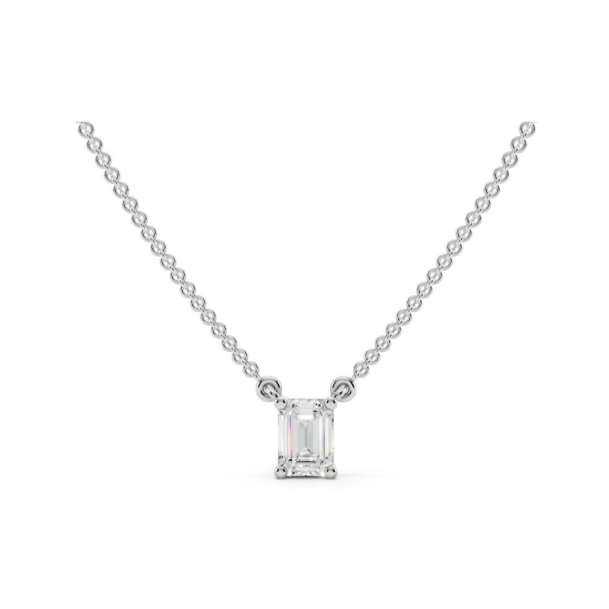 1/4 Carat Emerald Cut Diamond Pendant Necklace