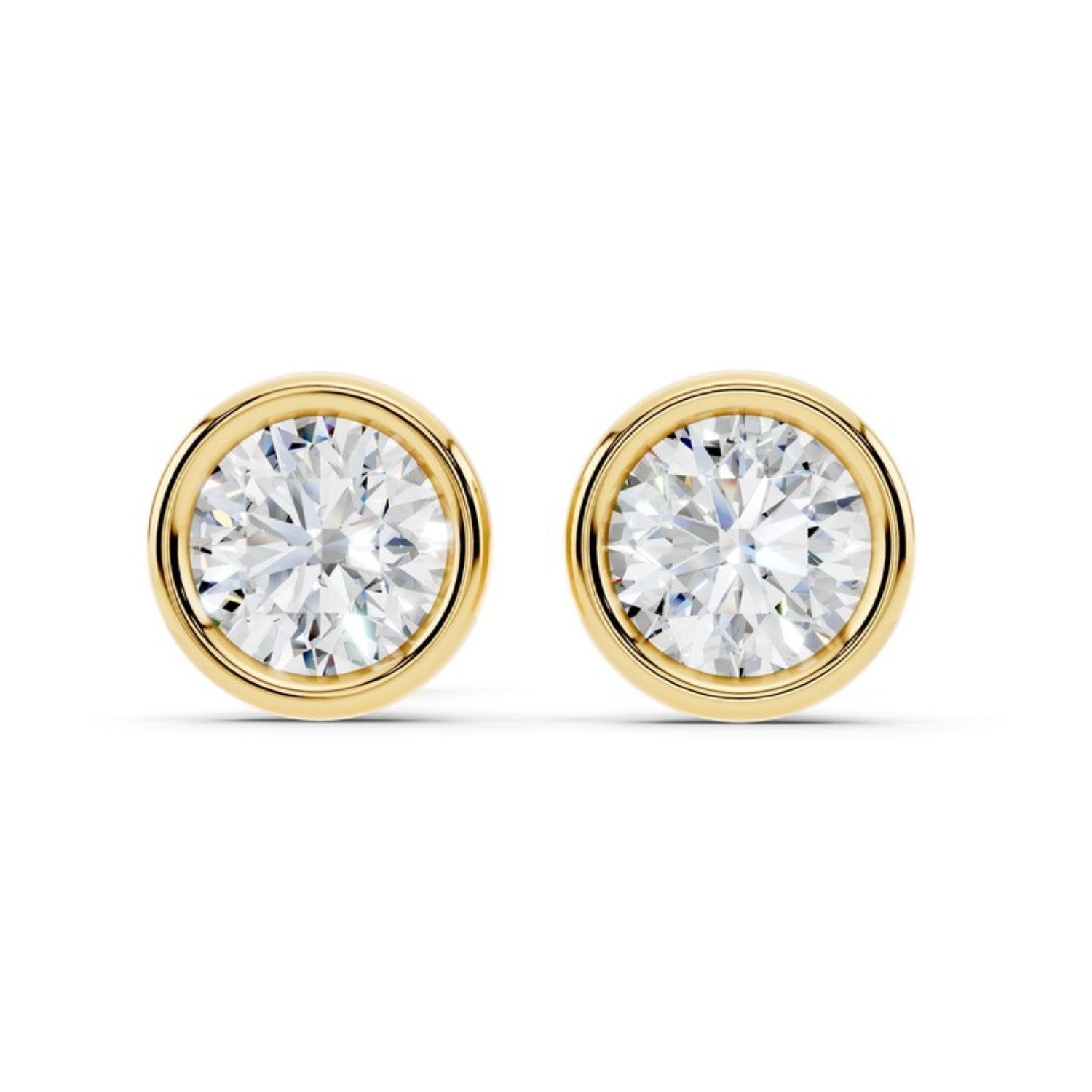 2 Carat Bezel Set Diamond Studs
