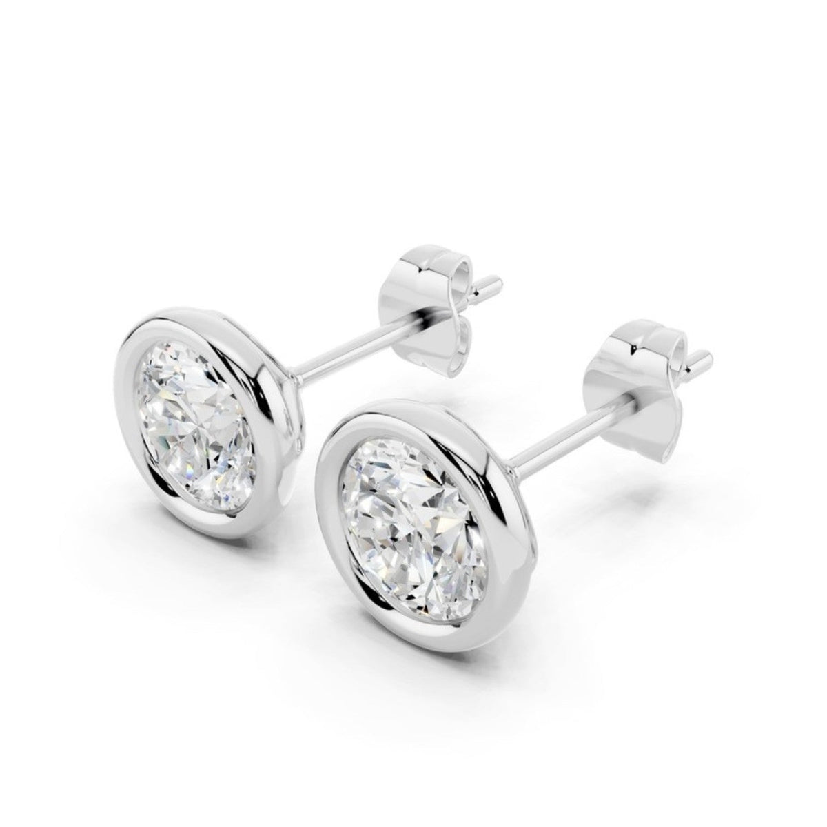 2 Carat Bezel Set Diamond Studs