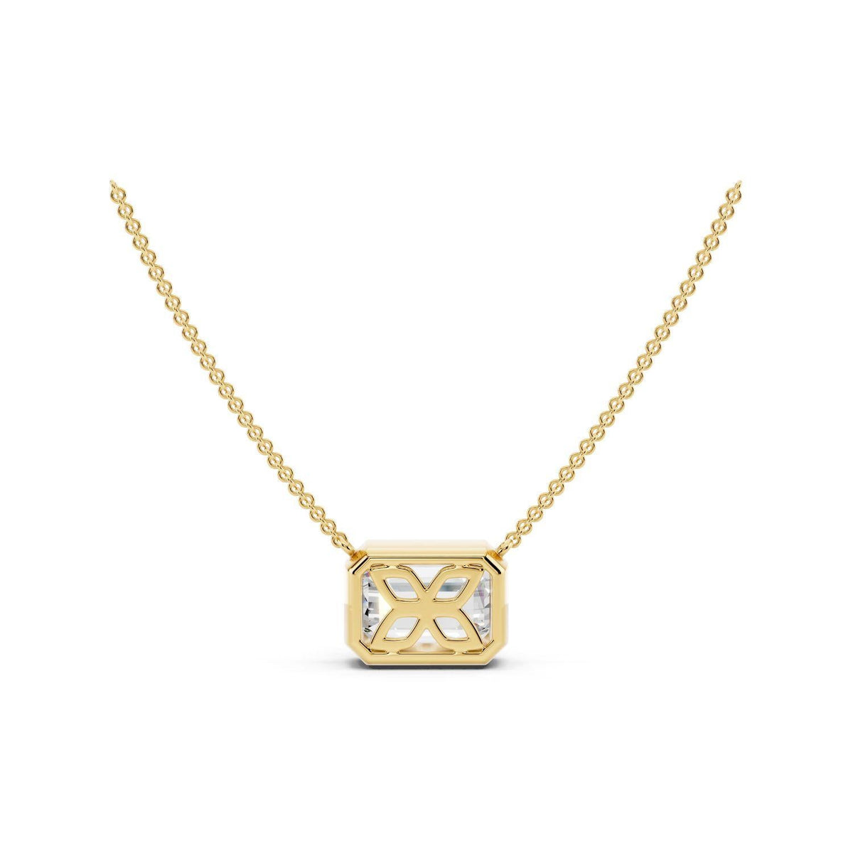 2 Carat Emerald Cut Bezel Necklace