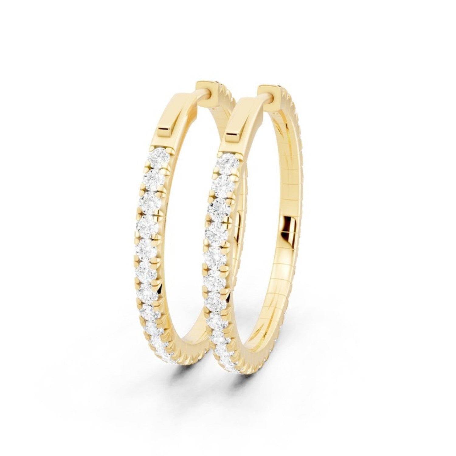 2 Carat Lab Grown Diamond Hoop Earrings in 14K yellow gold by Seema Fine Jewelry