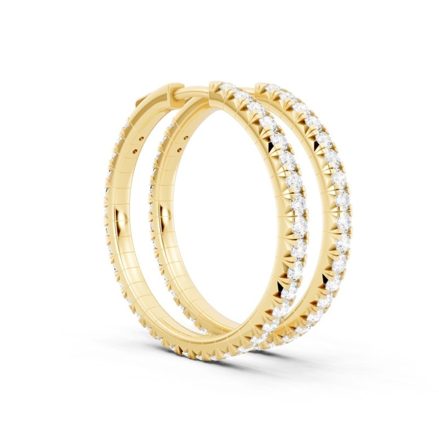 2 Carat Lab Grown Diamond Hoop Earrings, detail view 3