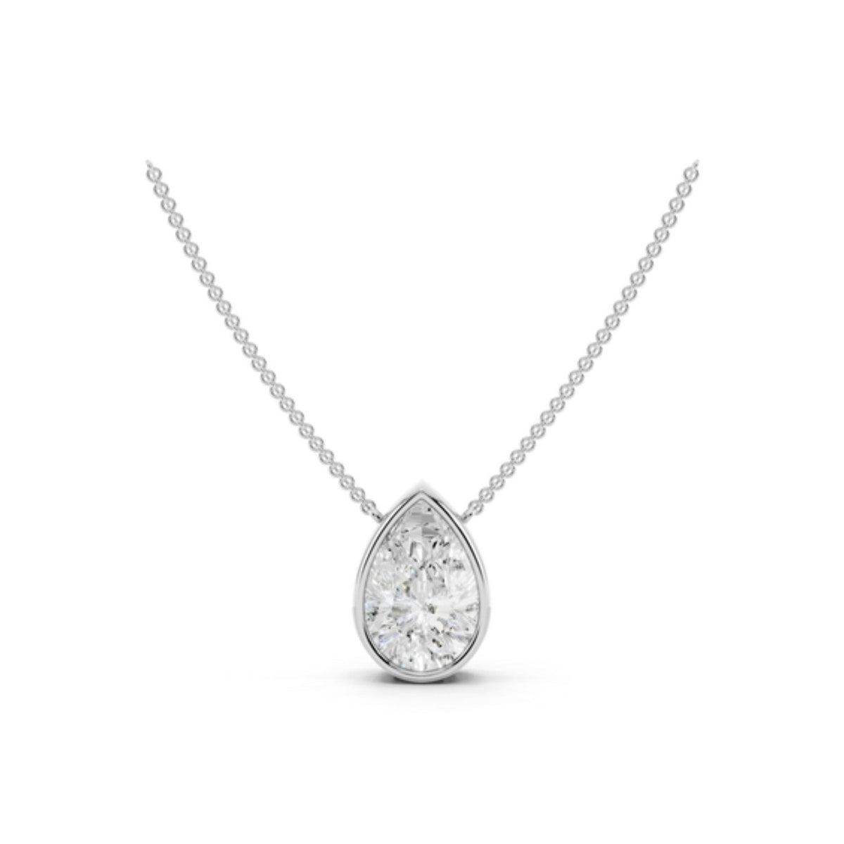2 Carat Pear Bezel Diamond Necklace