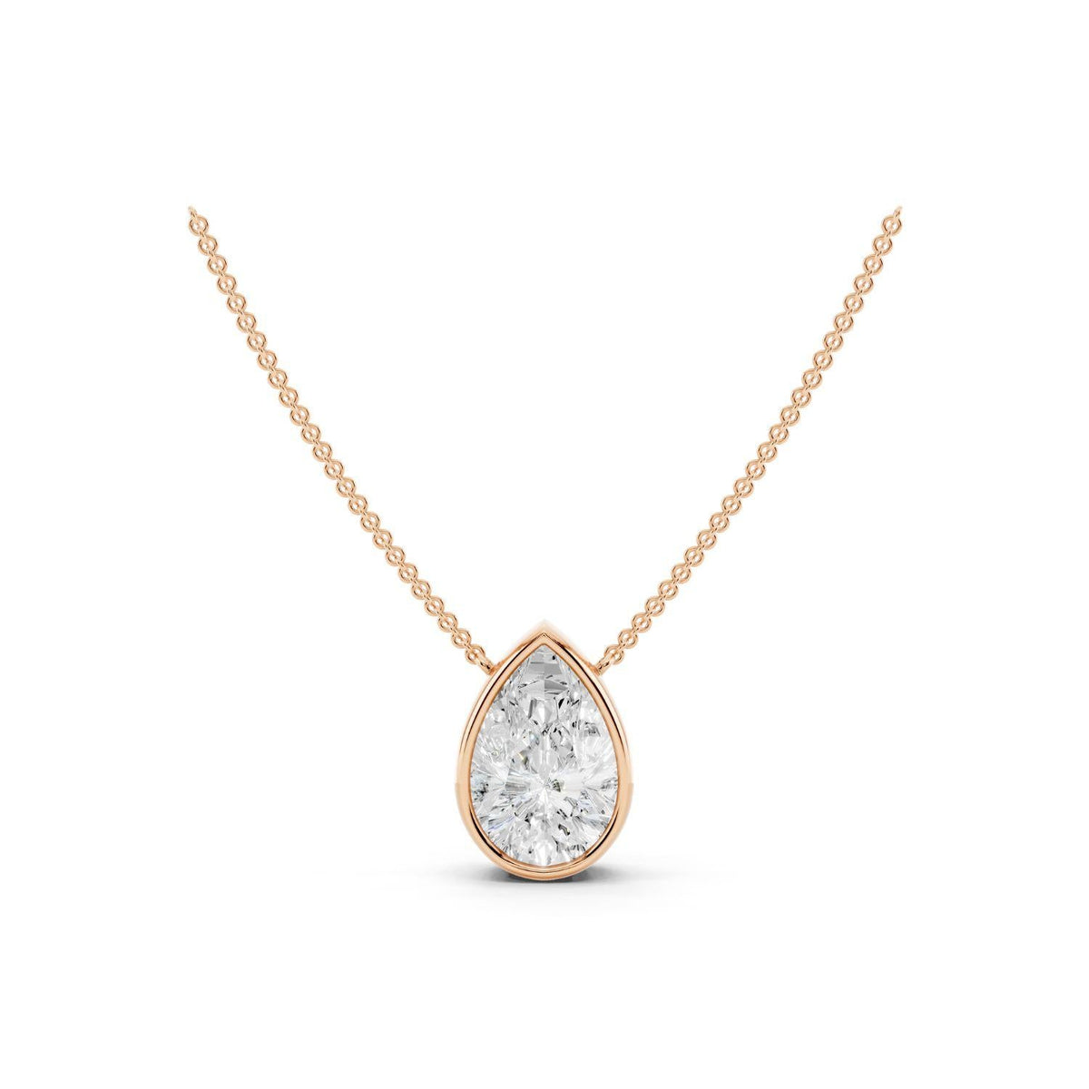 2 Carat Pear Bezel Diamond Necklace