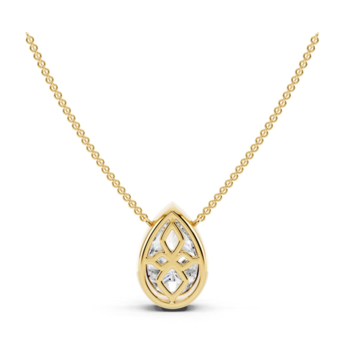 2 Carat Pear Bezel Diamond Necklace