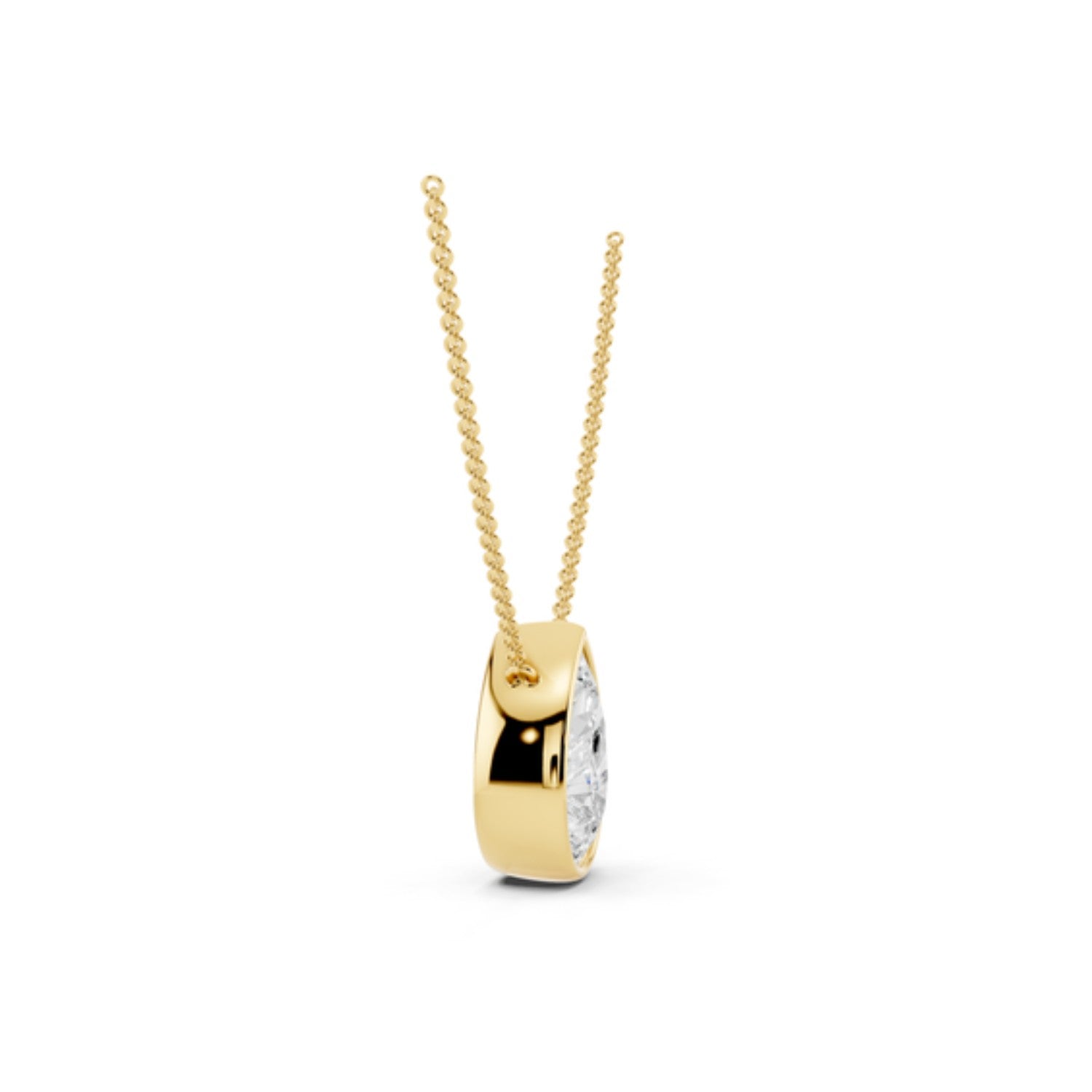 2 Carat Pear Bezel Diamond Necklace, detail view 1
