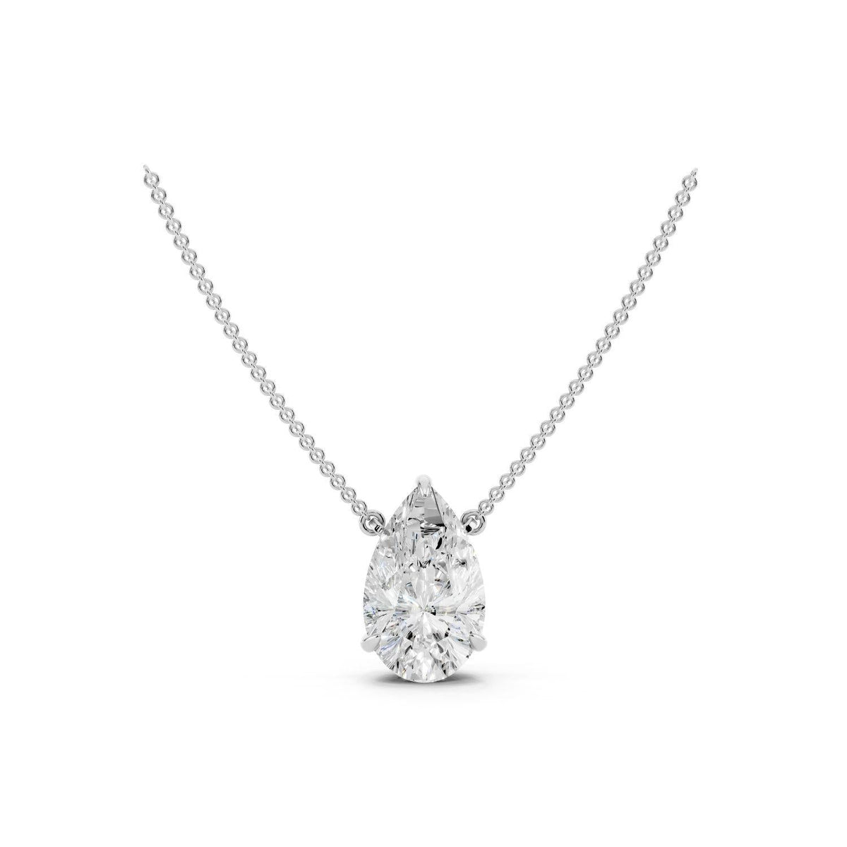 2 Carat Pear Solitaire Diamond Necklace