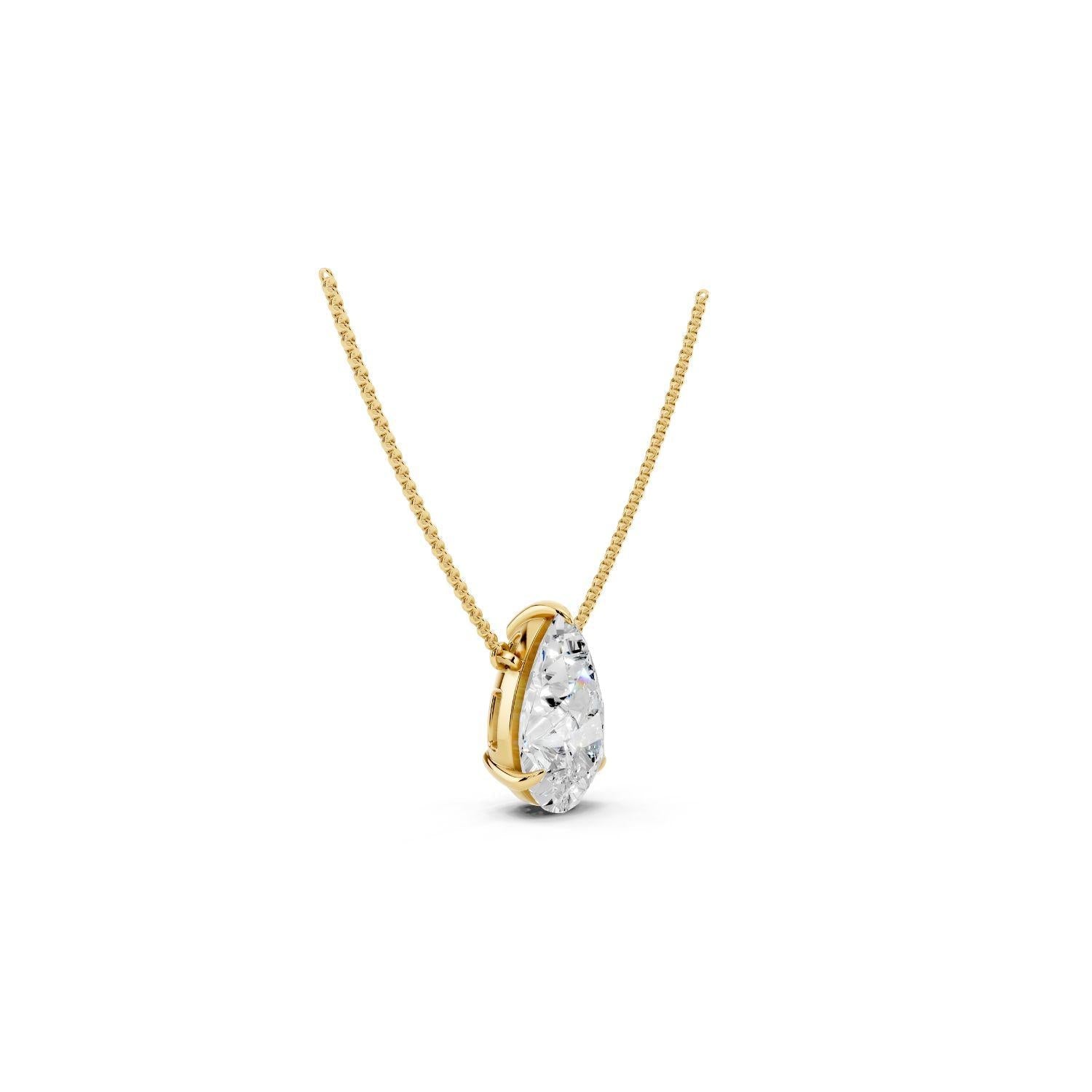 2 Carat Pear Solitaire Diamond Necklace
