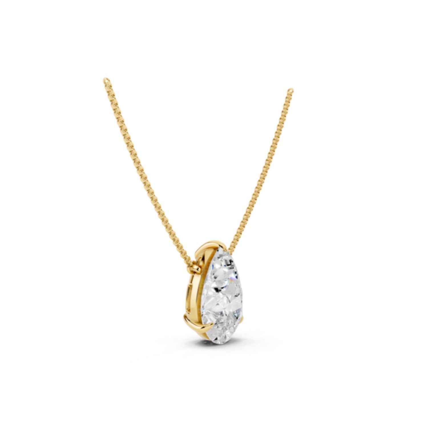 2 Carat Pear Solitaire Diamond Necklace, detail view 1