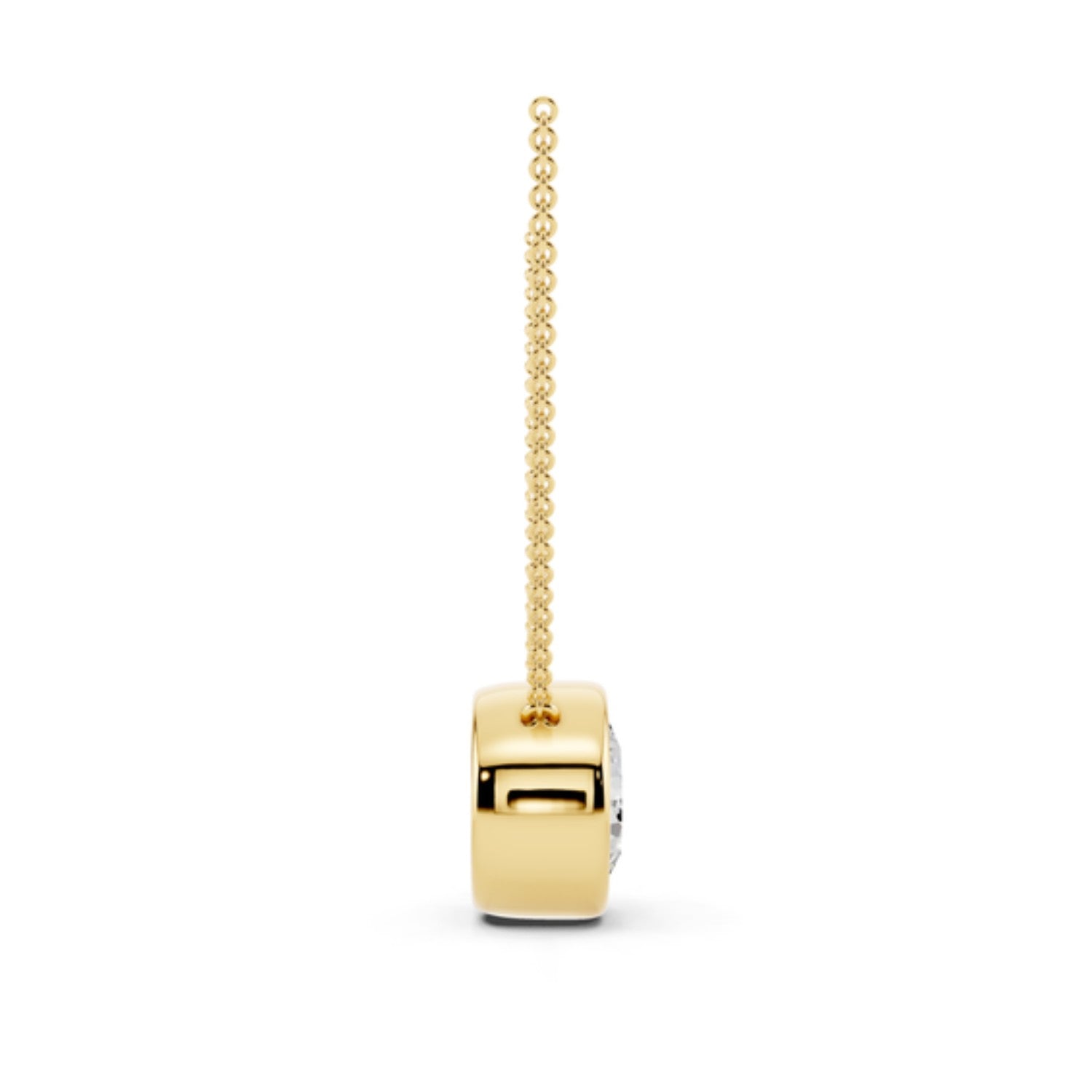 2 Carat Round Bezel Diamond Necklace in 14K rose gold