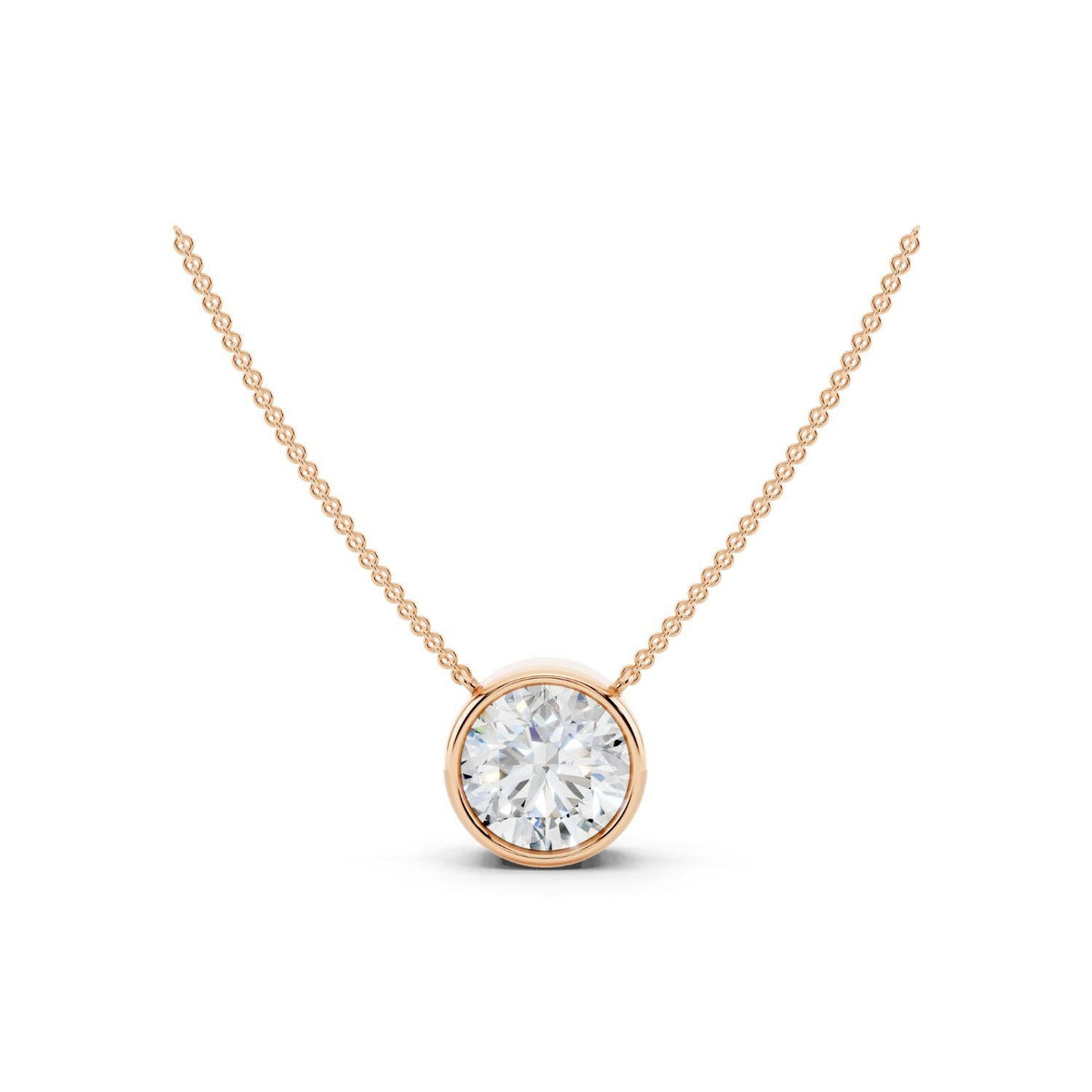 2 Carat Round Bezel Diamond Necklace