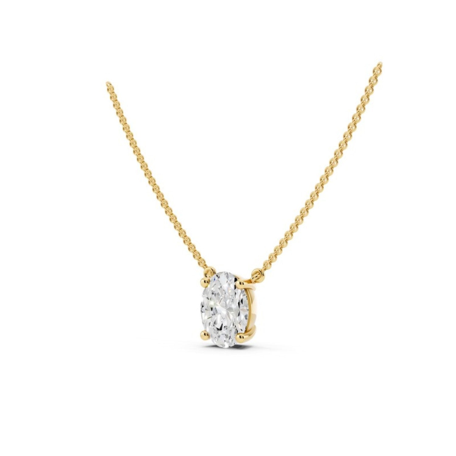 3/4 Carat Oval Diamond Pendant Necklace, detail view 2