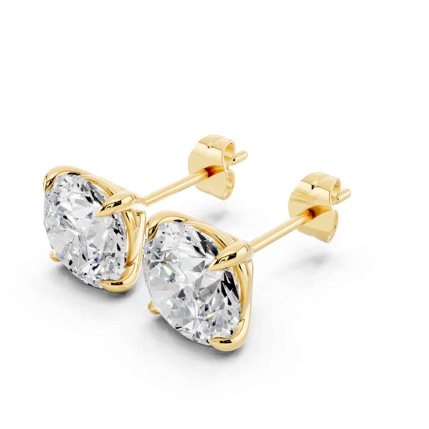 3 Carat Lab Grown Diamond Stud Earrings in 14K yellow gold by Seema Fine Jewelry