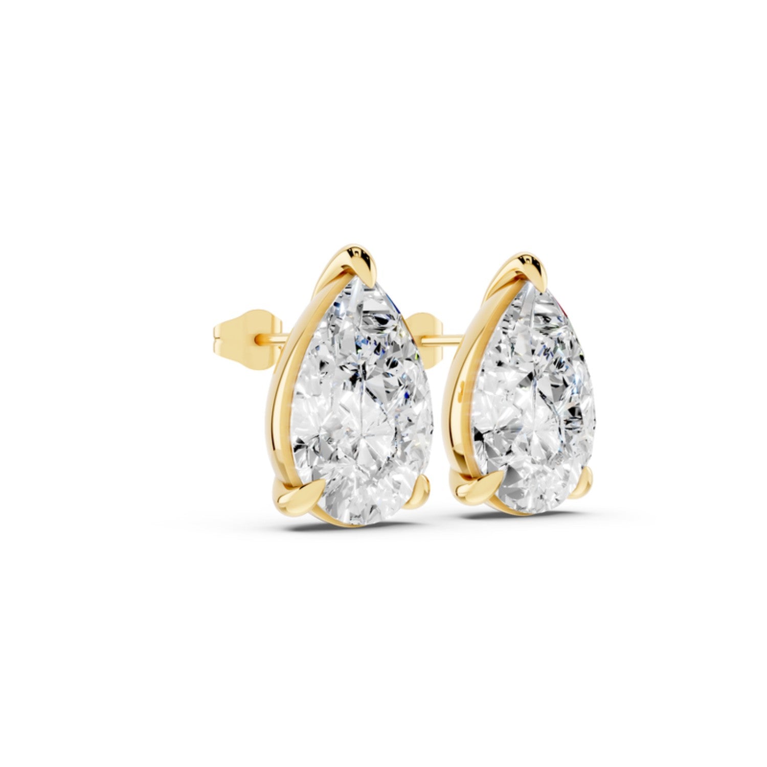 3 Carat Pear Diamond Stud Earrings, detail view 3