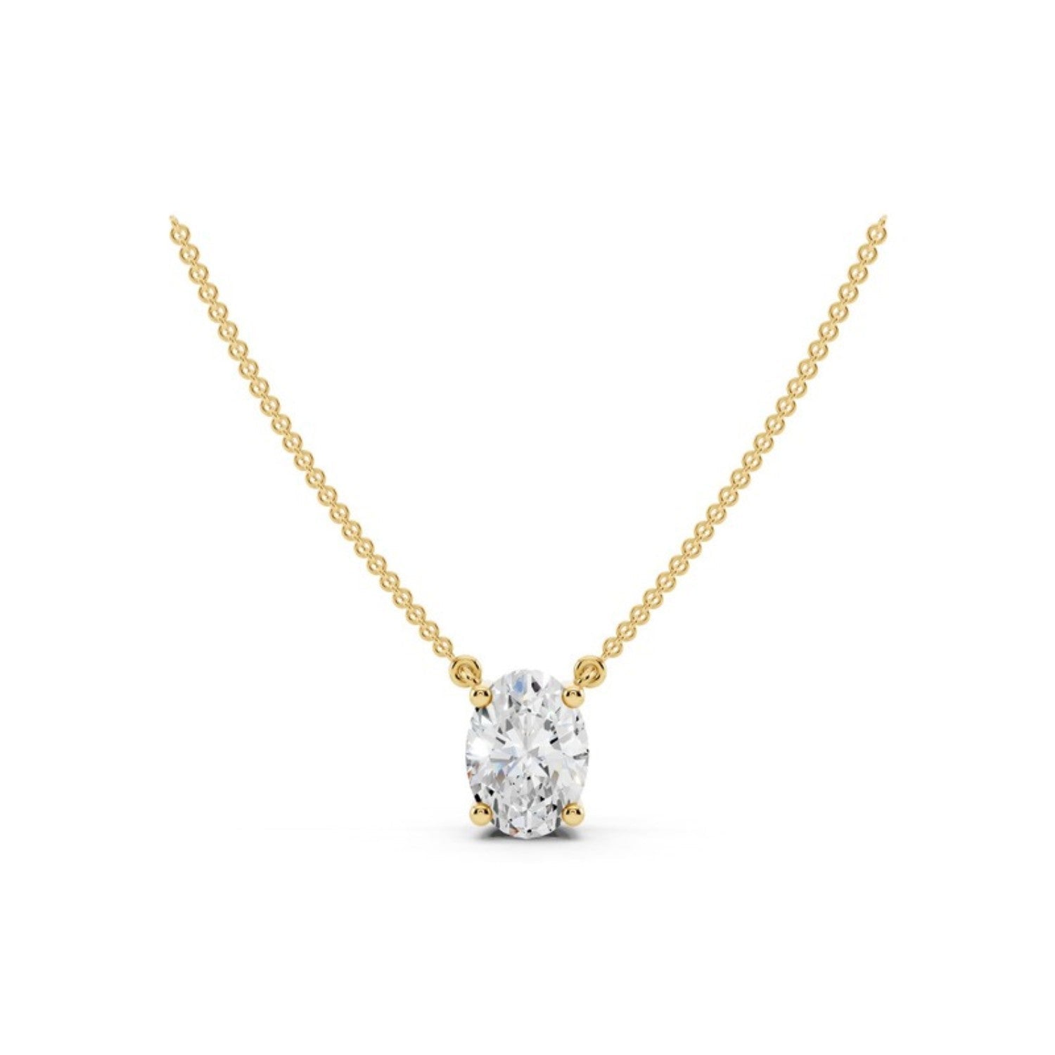 3/4 Carat Oval Diamond Pendant Necklace