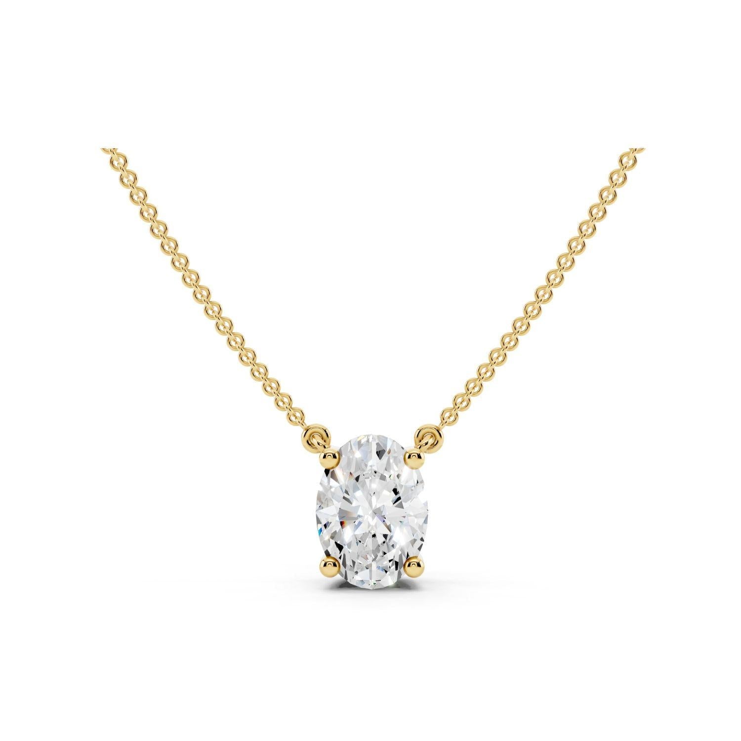 3/4 Carat Oval Diamond Pendant Necklace