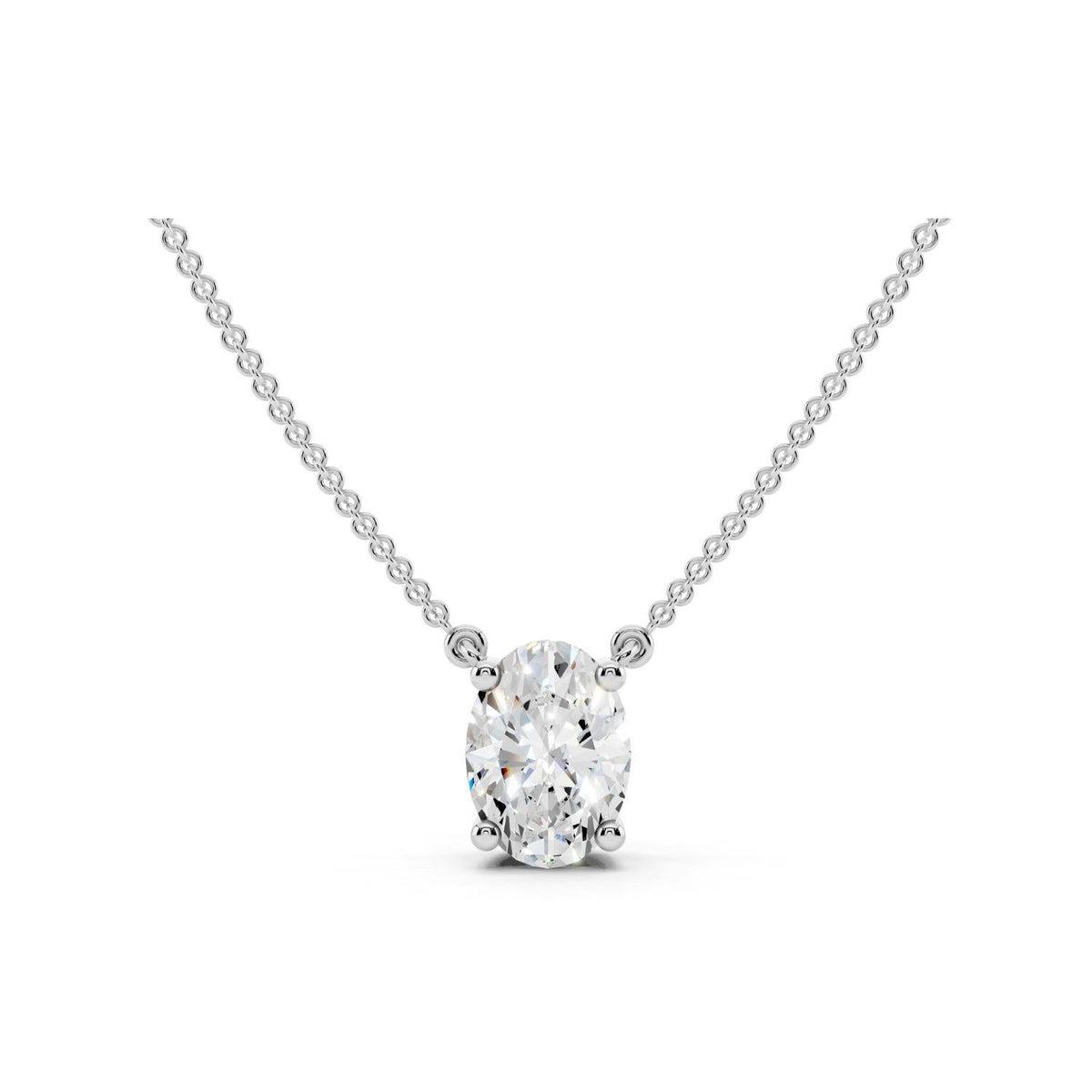 3/4 Carat Oval Diamond Pendant Necklace