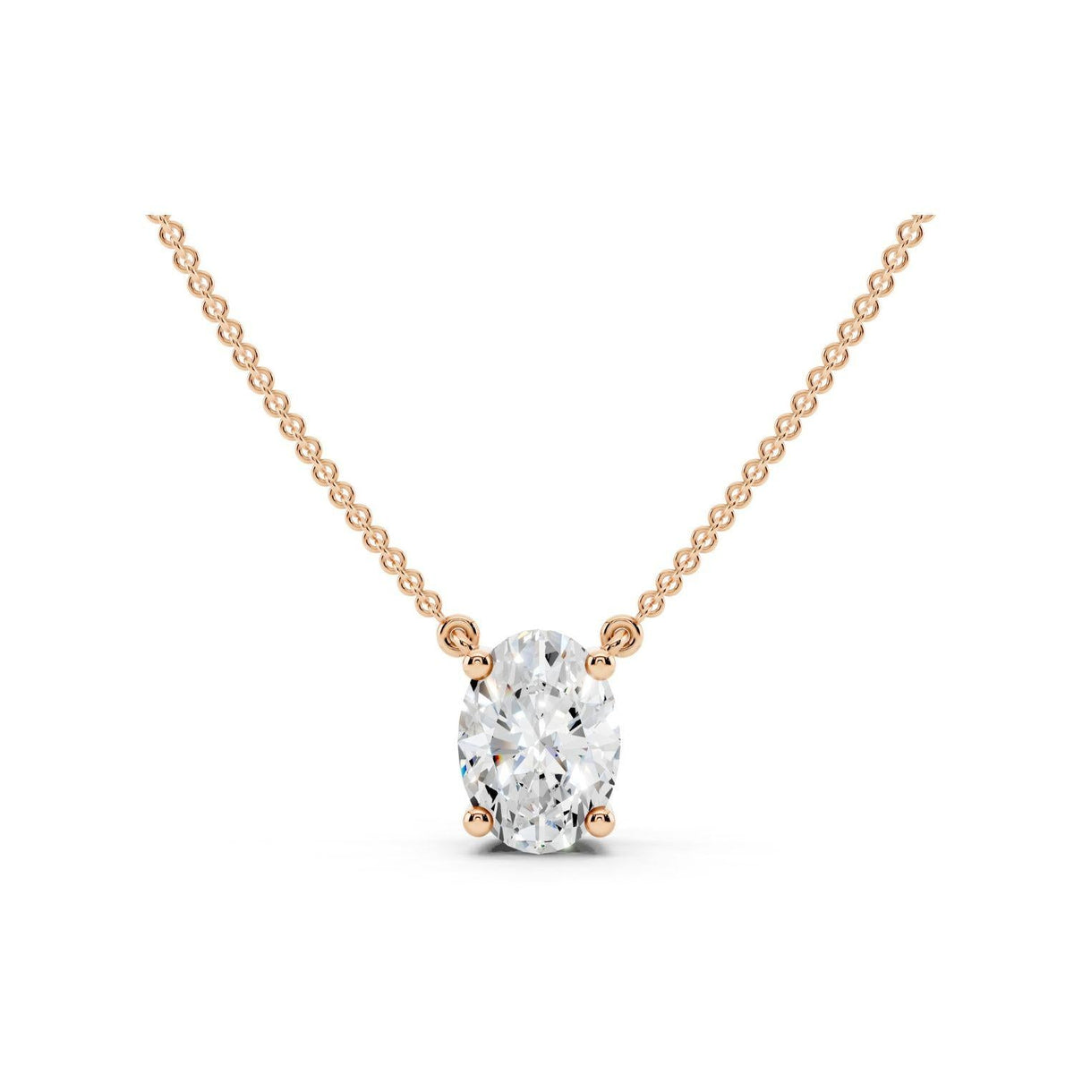 3/4 Carat Oval Diamond Pendant Necklace