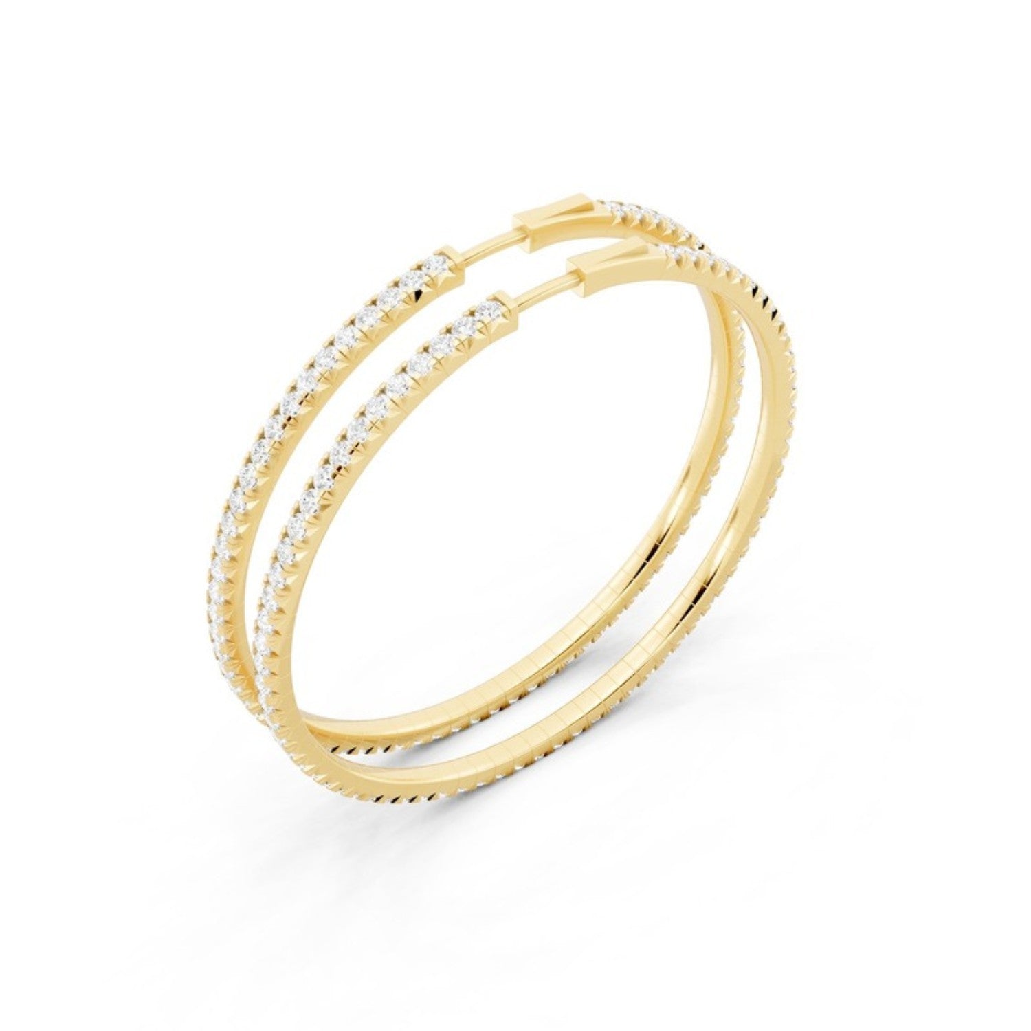 4 Carat Lab Grown Diamond Hoop Earrings in 14K yellow gold by Seema Fine Jewelry