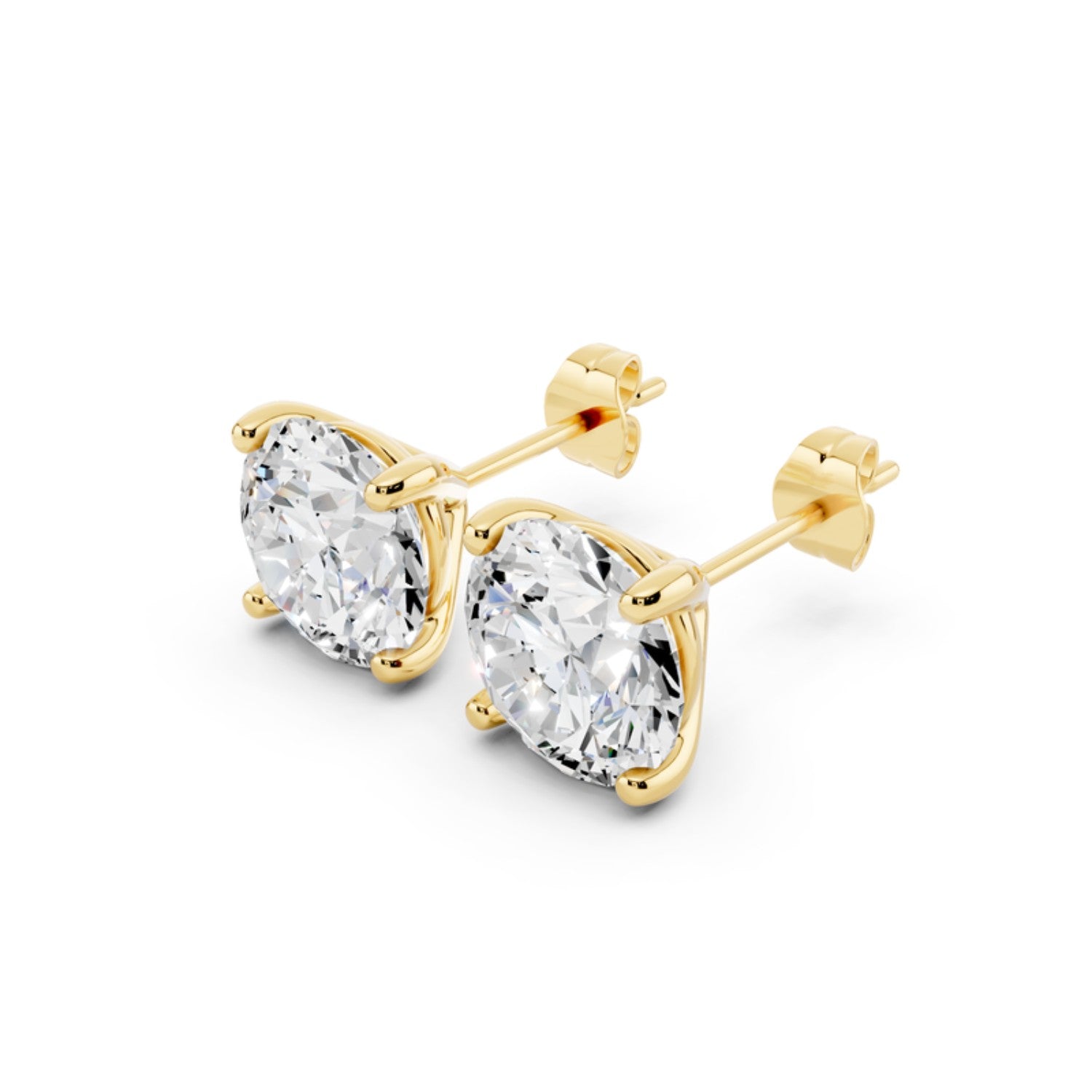 4 Carat Lab Grown Diamond Stud Earrings in 14K yellow gold by Seema Fine Jewelry