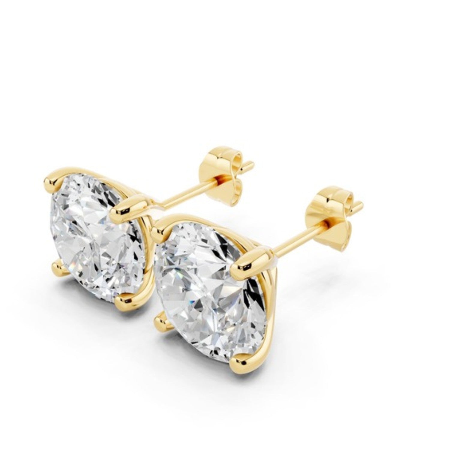 6 Carat Lab Grown Diamond Stud Earrings in 14K yellow gold by Seema Fine Jewelry