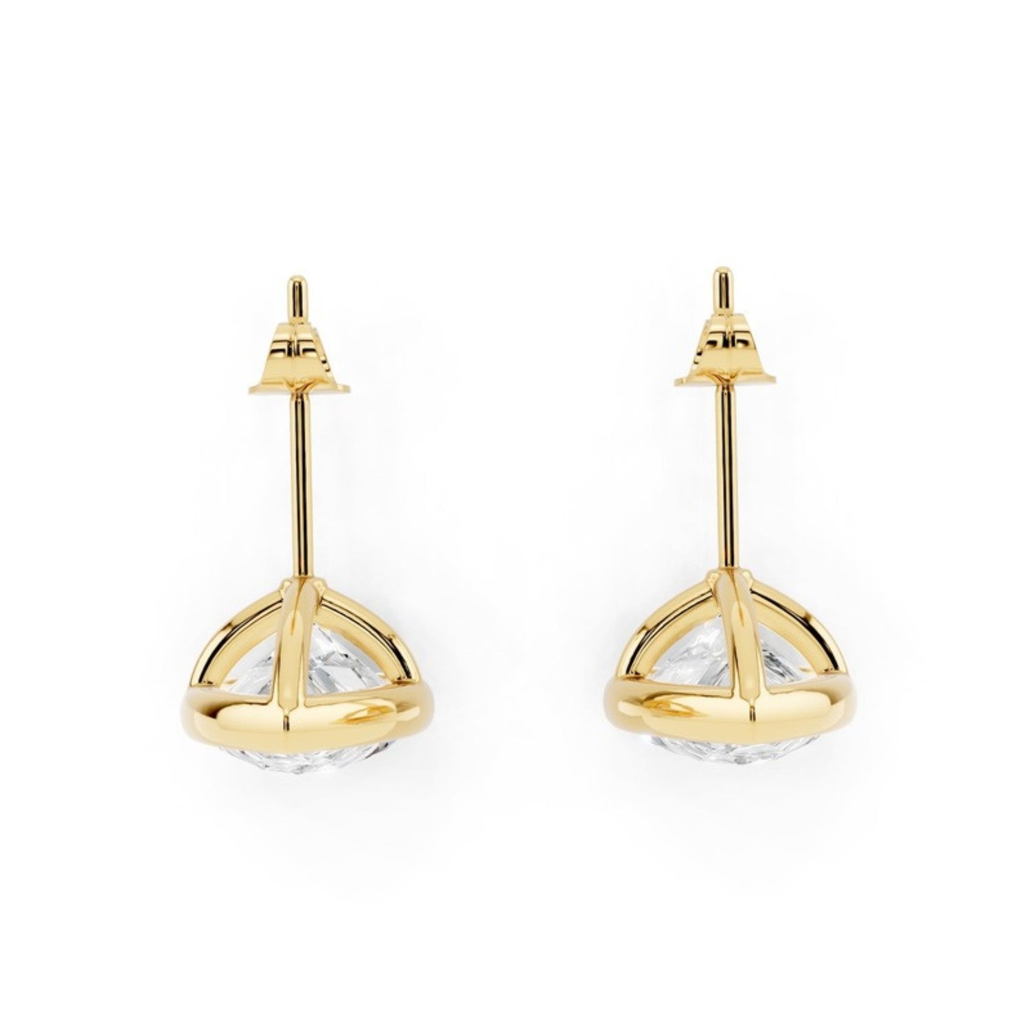 6 Carat Pear Bezel Diamond Studs, detail view 1