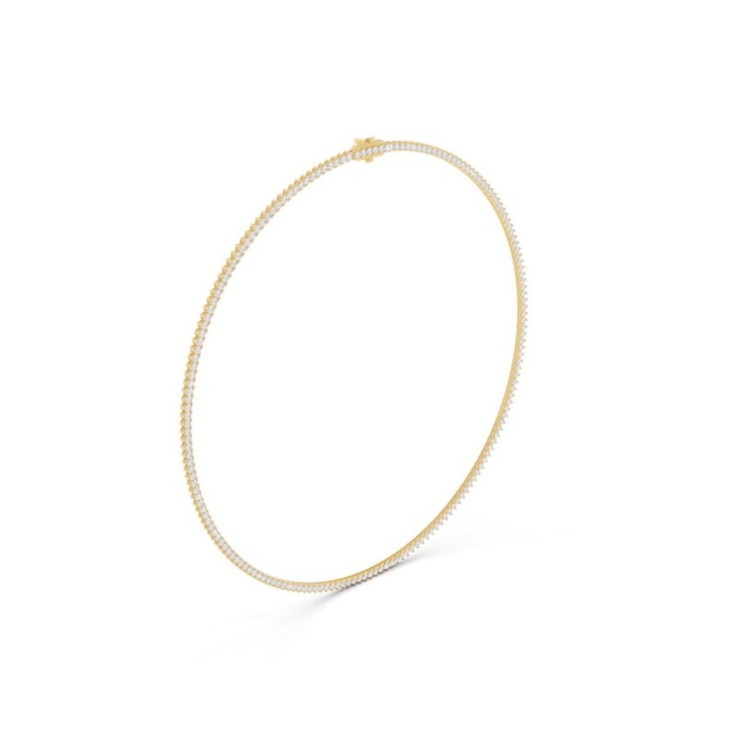 7 Carat Lab Grown Diamond Tennis Necklace in 14K yellow gold by Seema Fine Jewelry