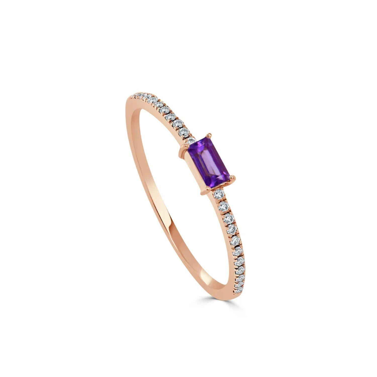 Birthstone Baguette Stackable Ring