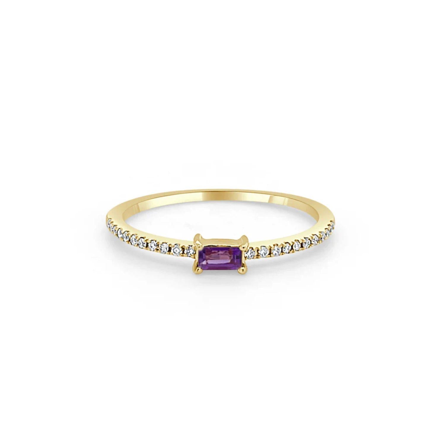 Birthstone Baguette Stackable Ring