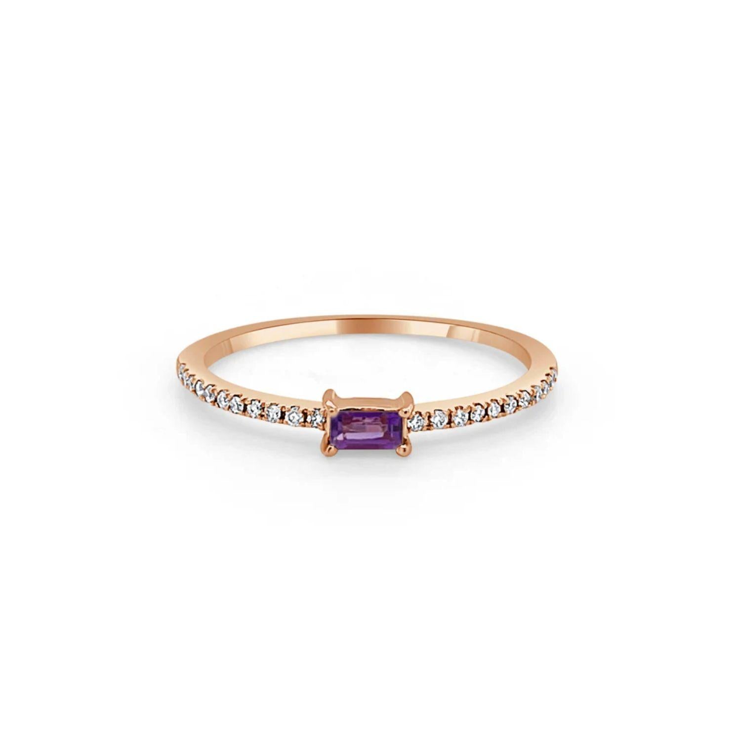 Birthstone Baguette Stackable Ring