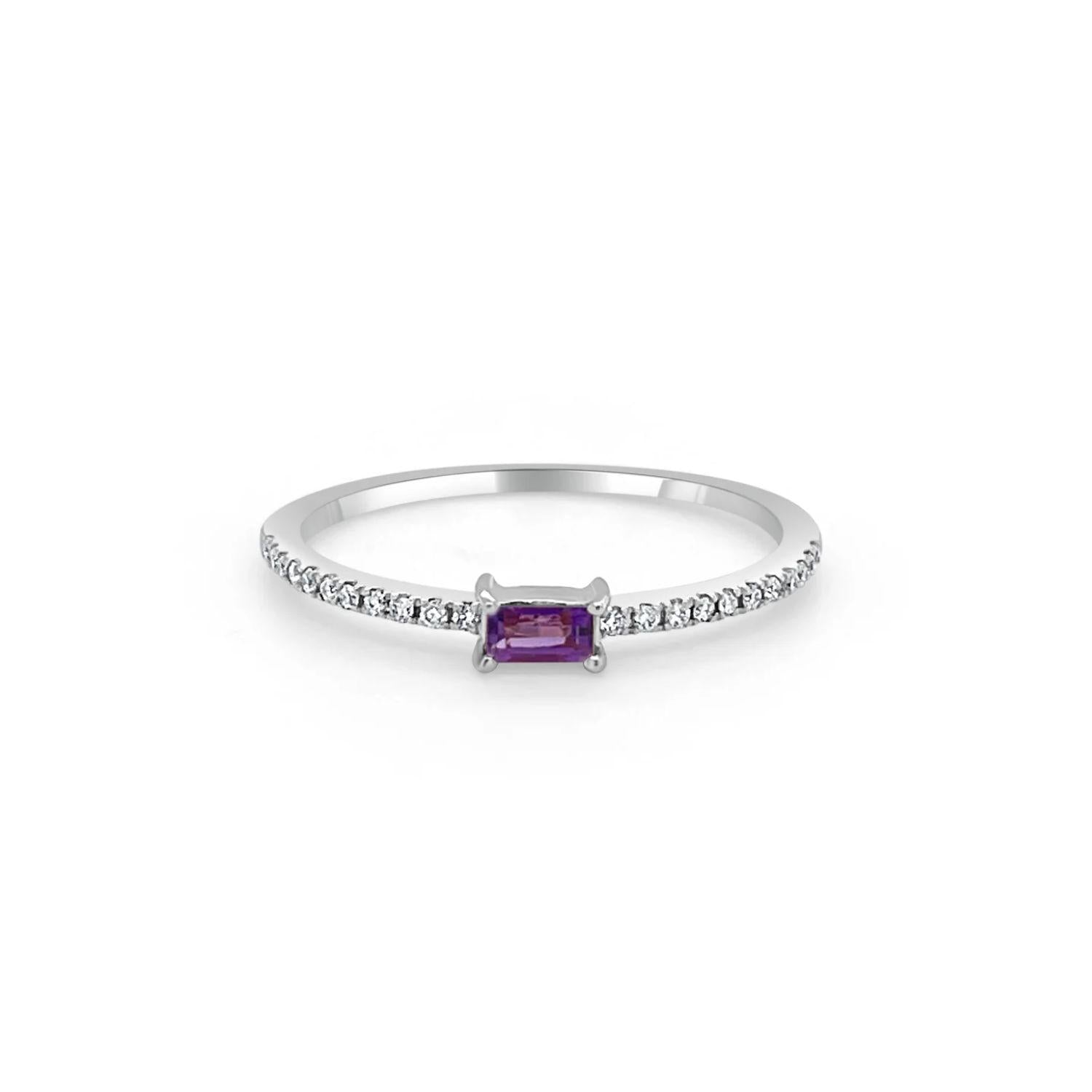Birthstone Baguette Stackable Ring