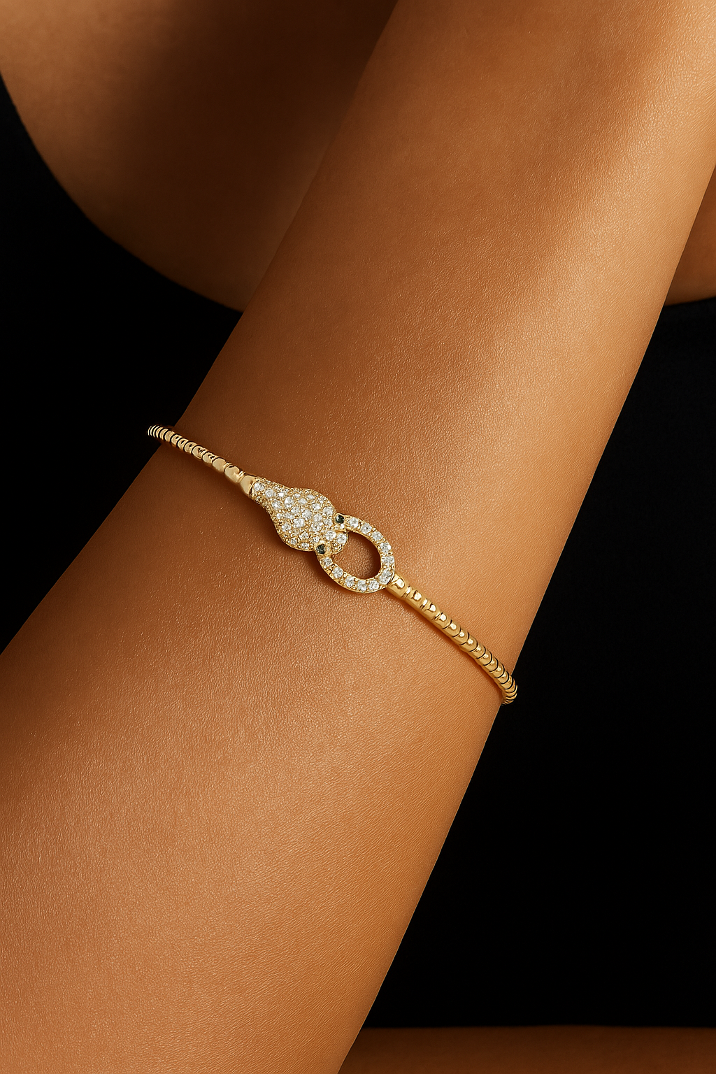 Diamond Emerald Snake Bangle