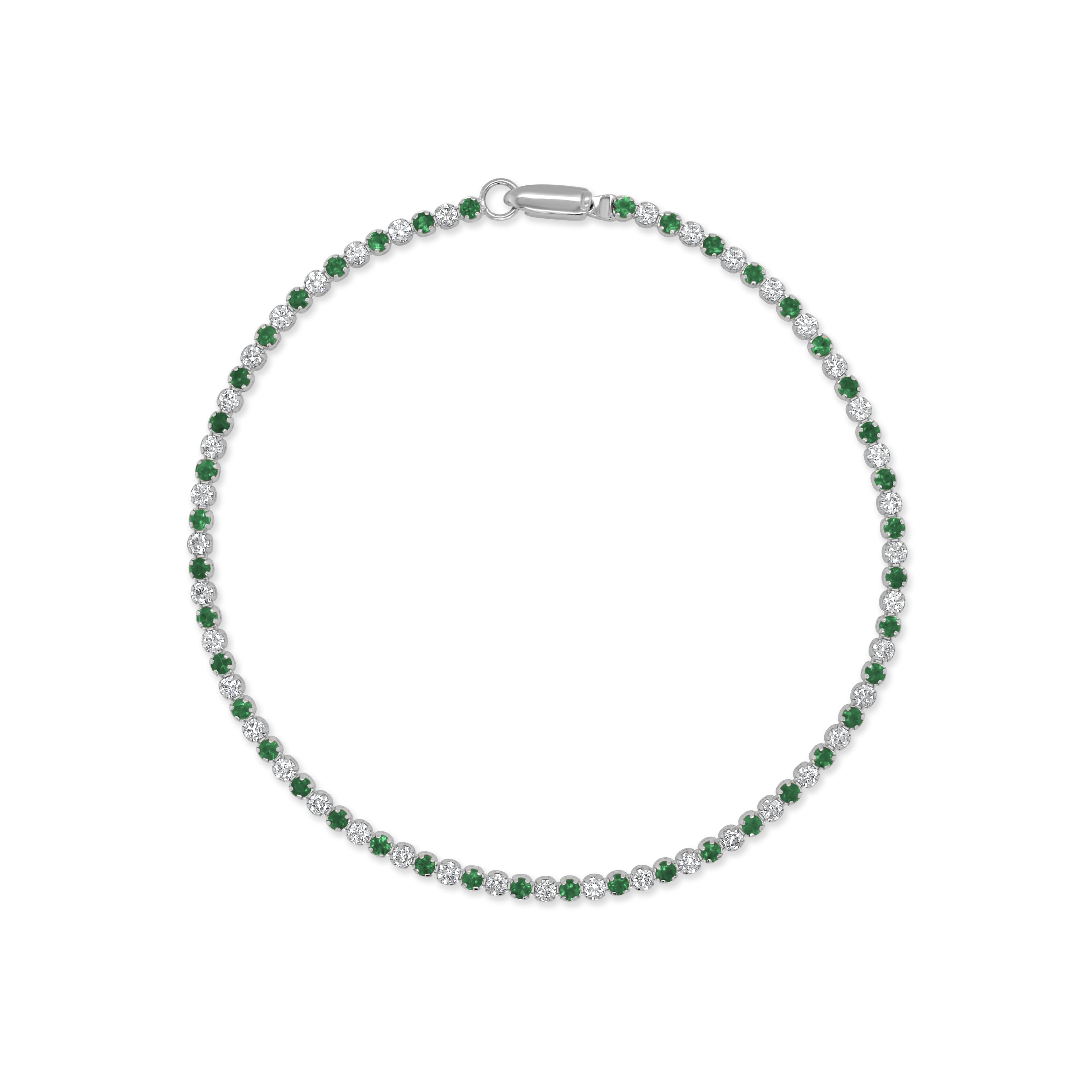 Emerald Diamond Alternating Tennis Bracelet