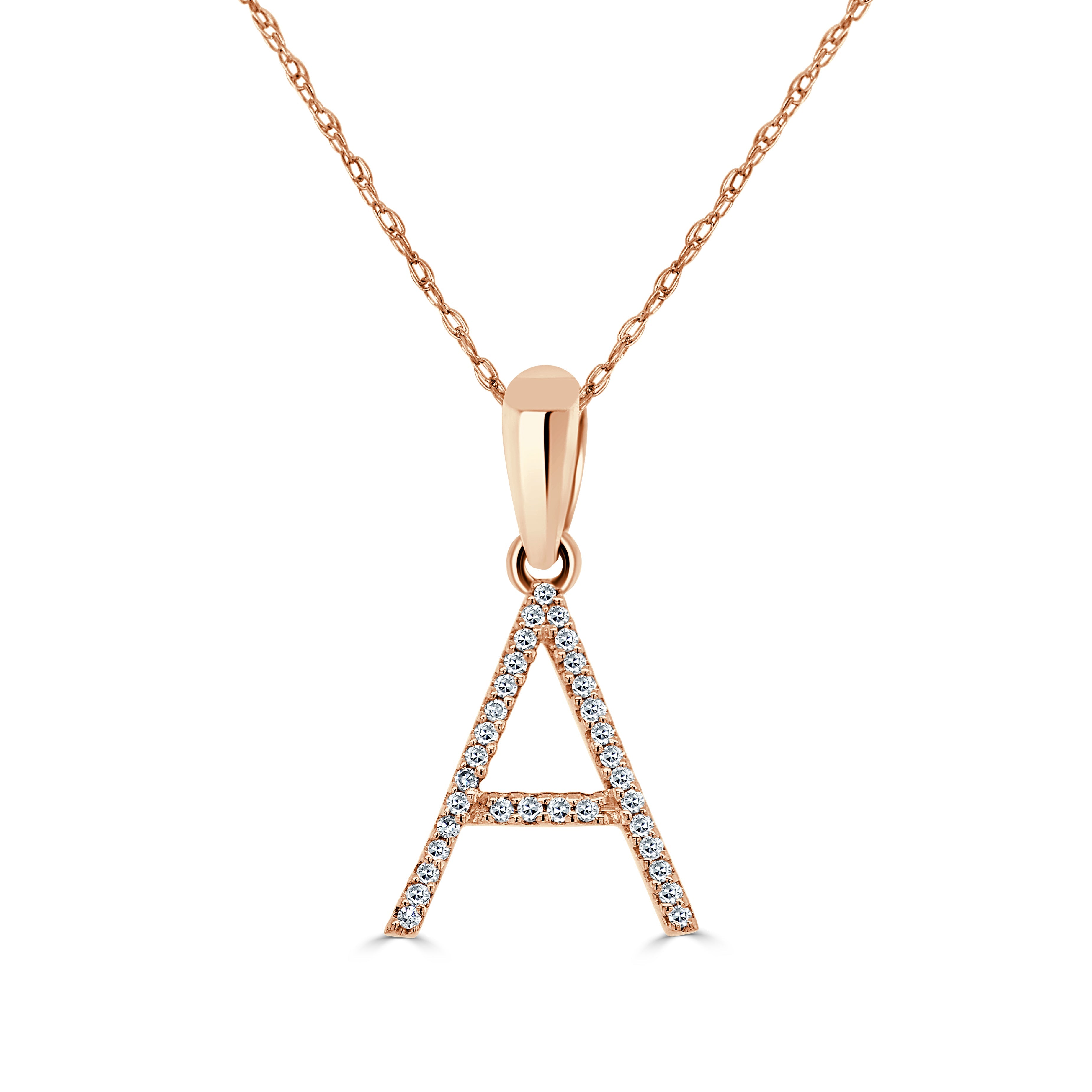 Rose Gold Diamond Initial Necklace