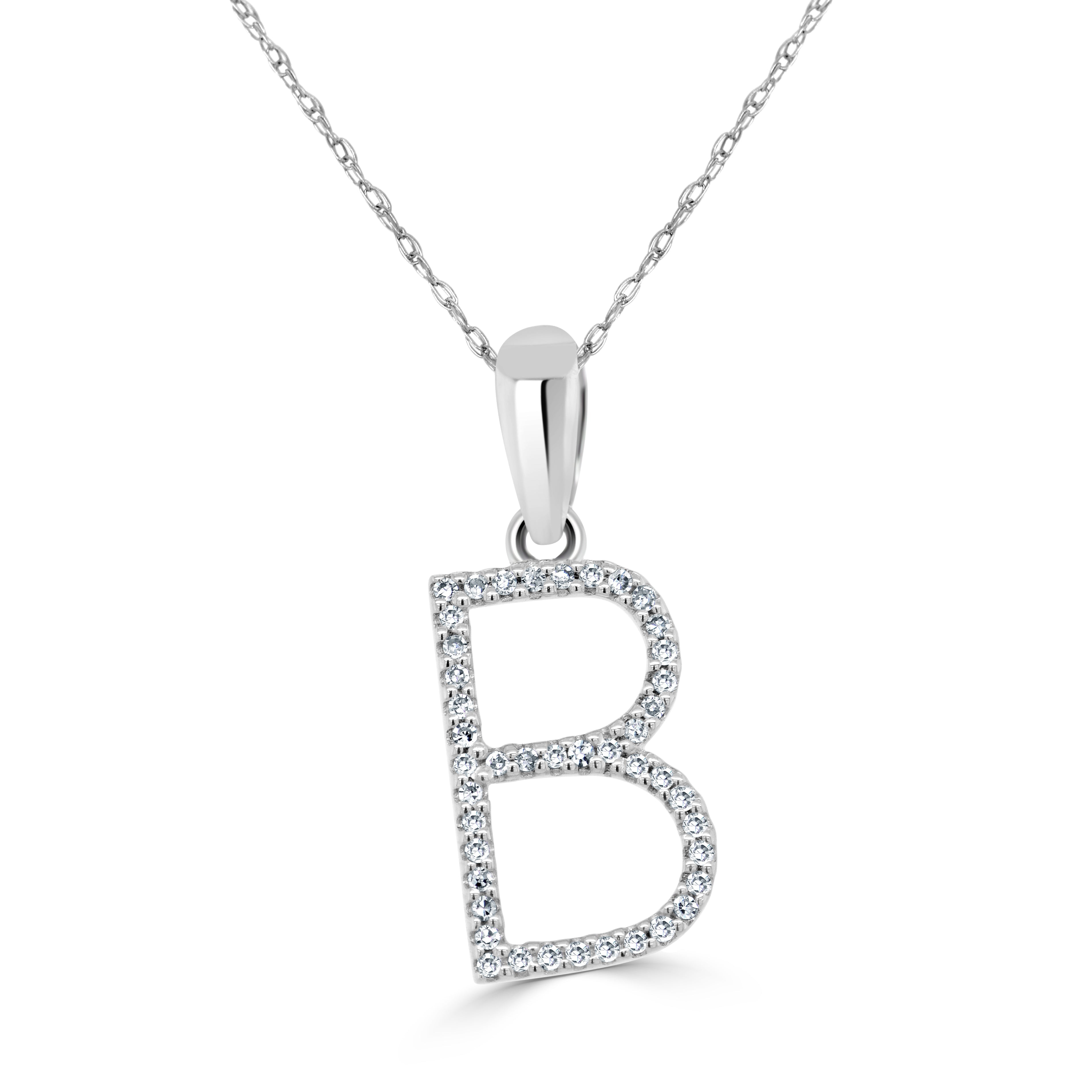 White Gold Diamond Initial Necklace