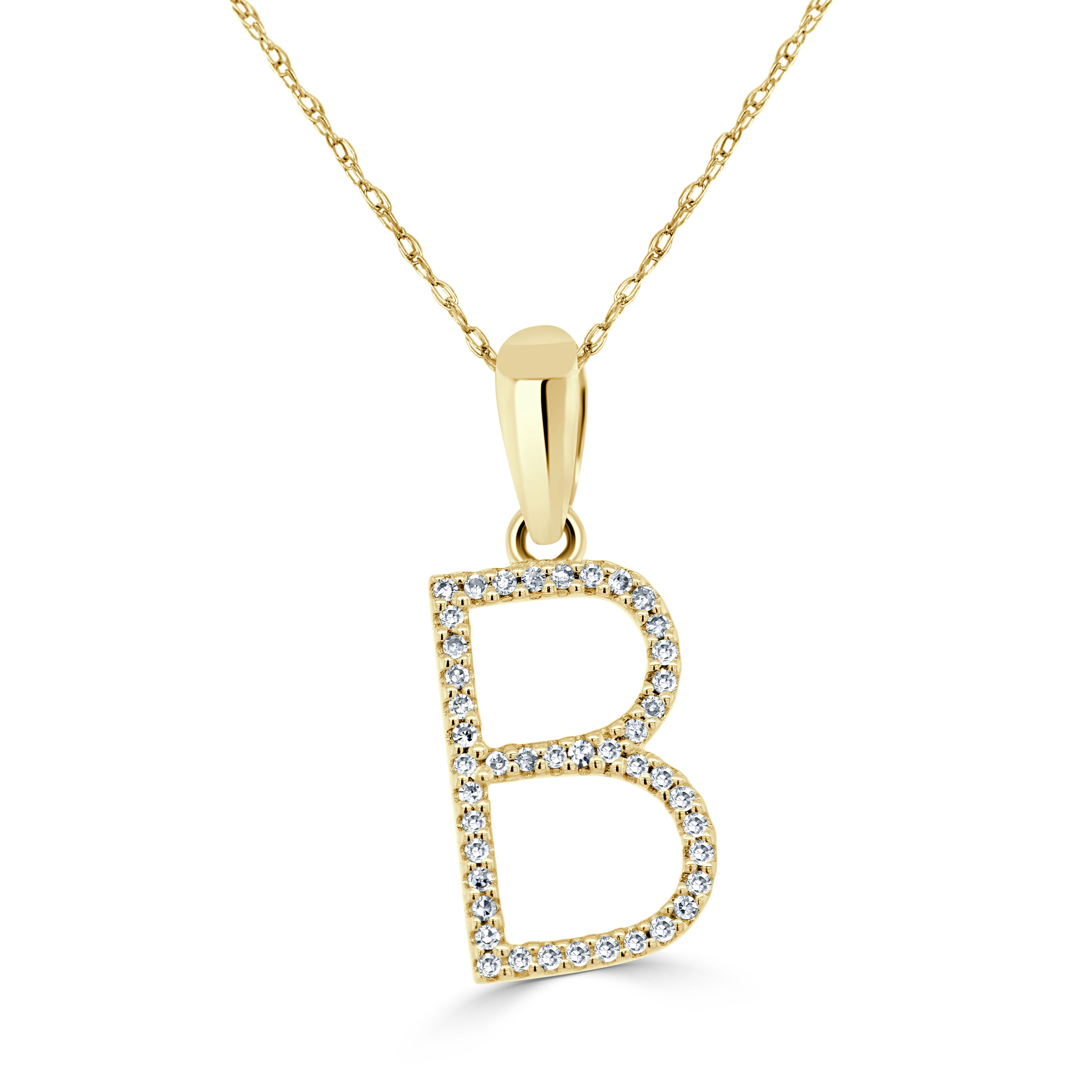 Yellow Gold Diamond Initial Necklace