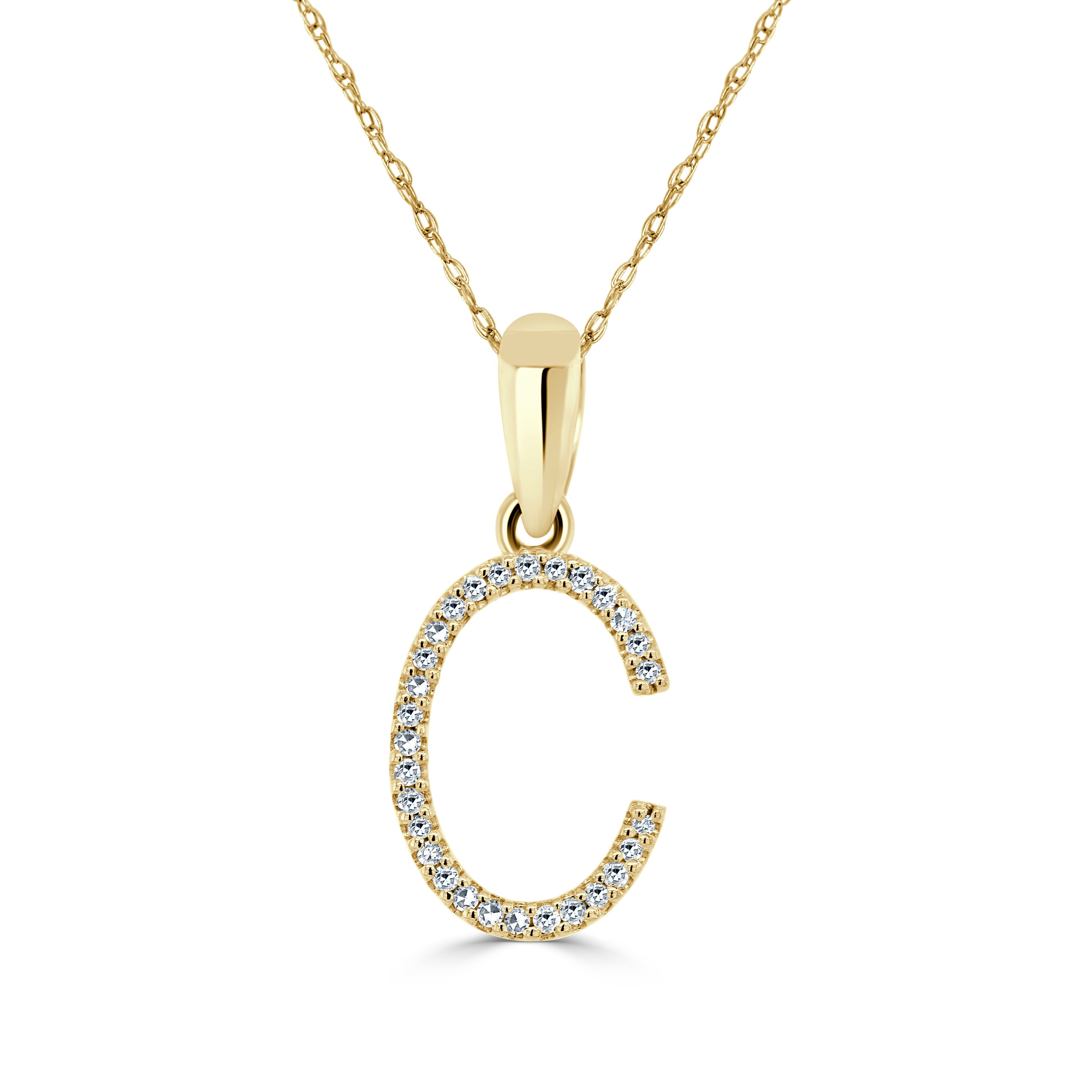 Yellow Gold Diamond Initial Necklace