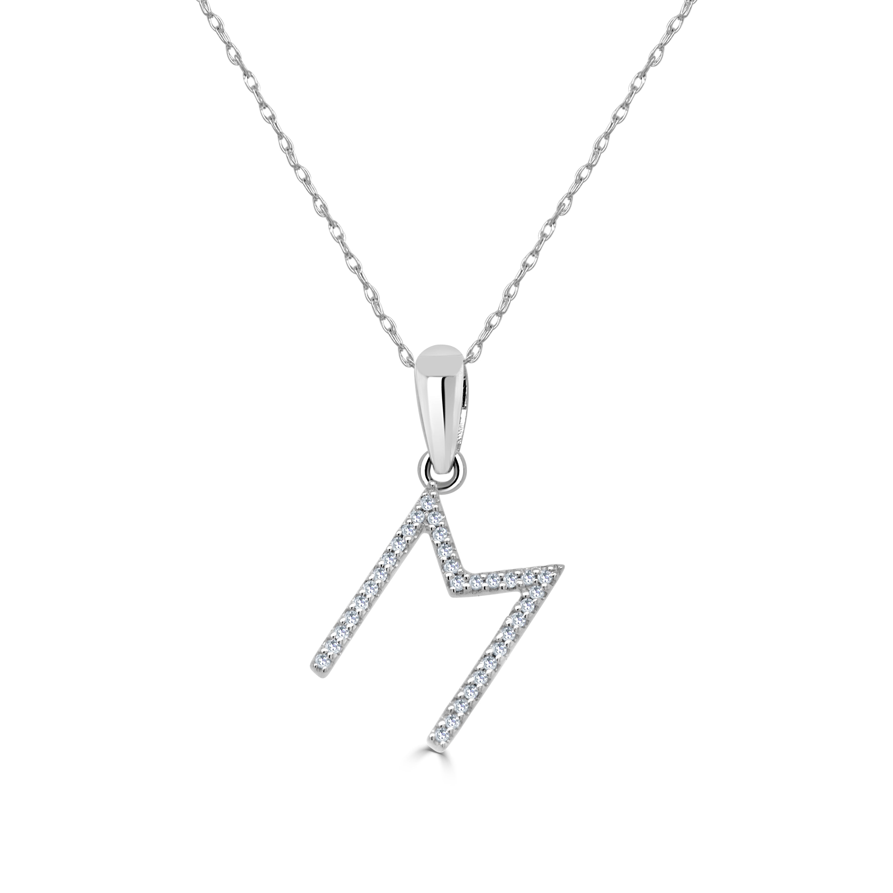 White Gold Diamond Initial Necklace