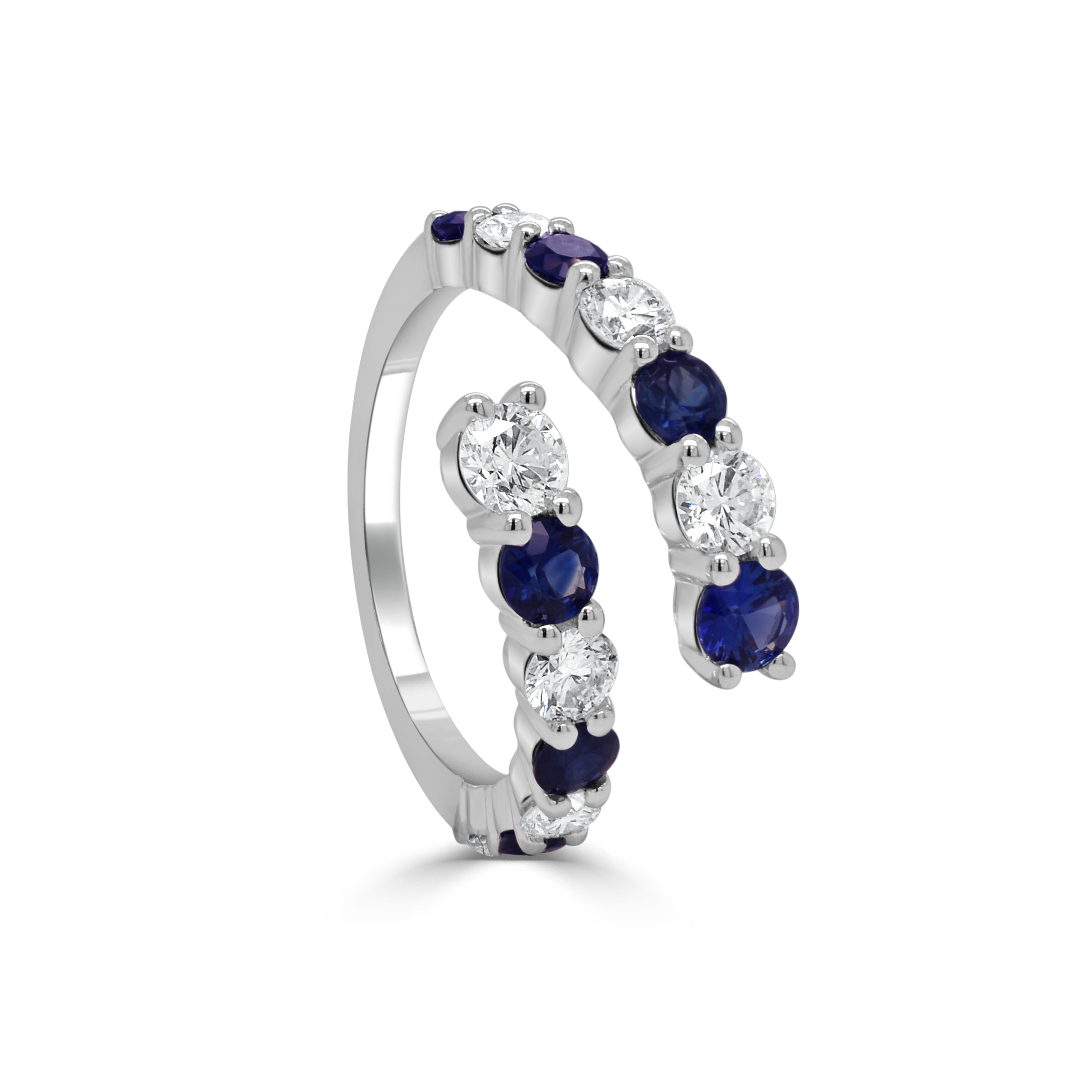 Diamond Sapphire Cross-Over Ring