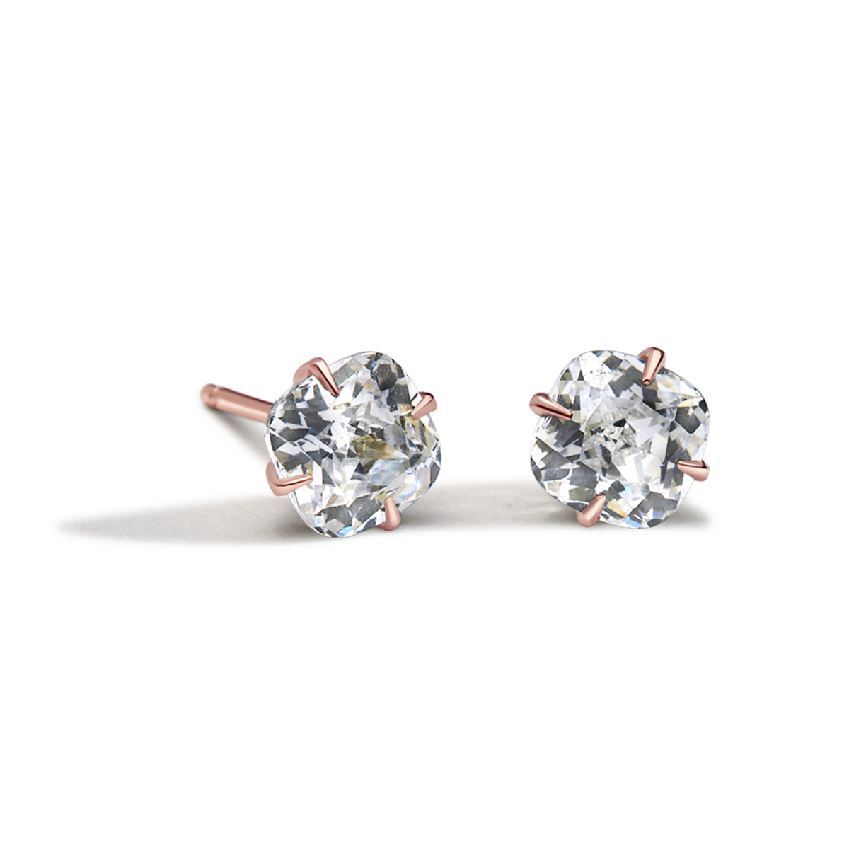14K Rose Gold Round Princess Studs