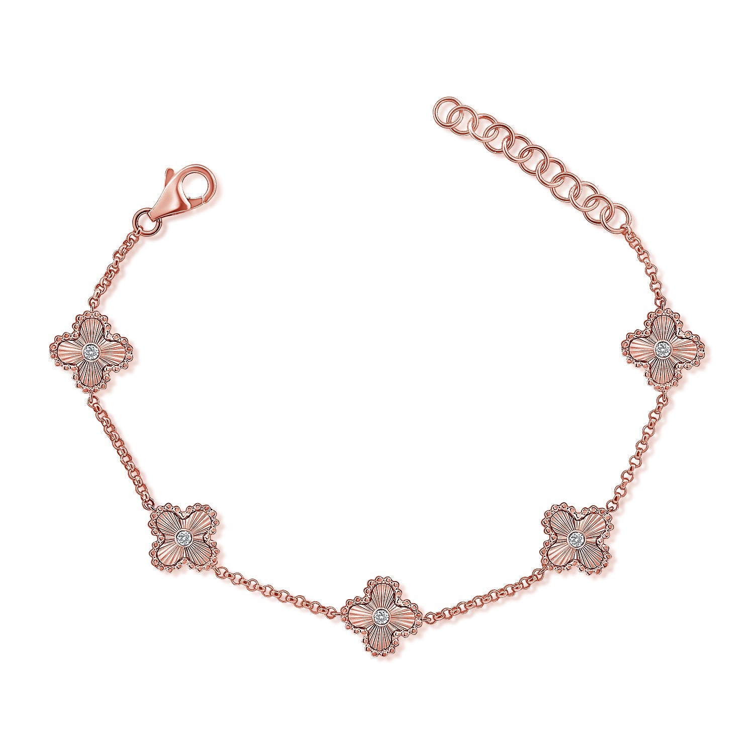 Diamond Fluted Clover Bracelet
