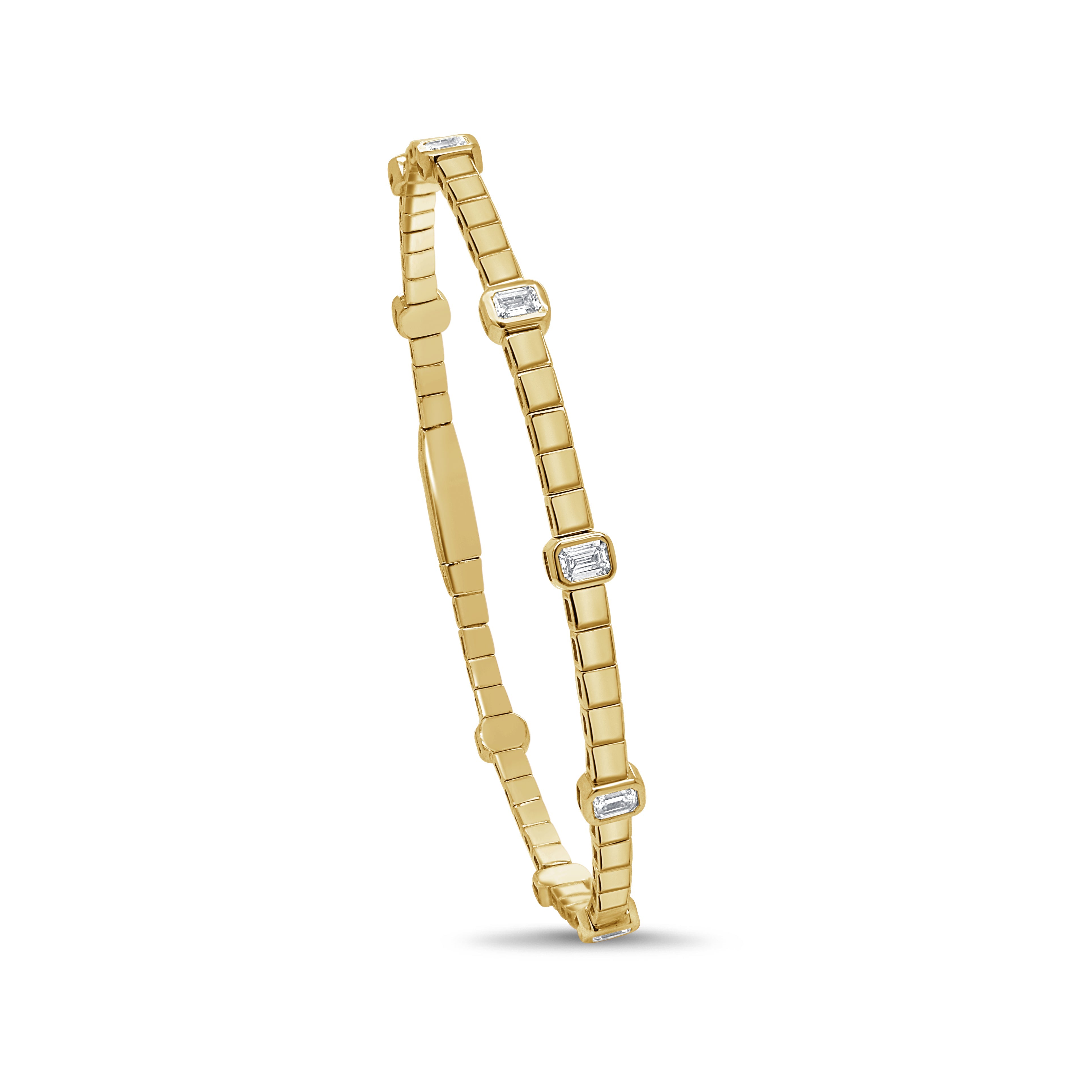 Emerald Cut Diamond Flexible Bangle